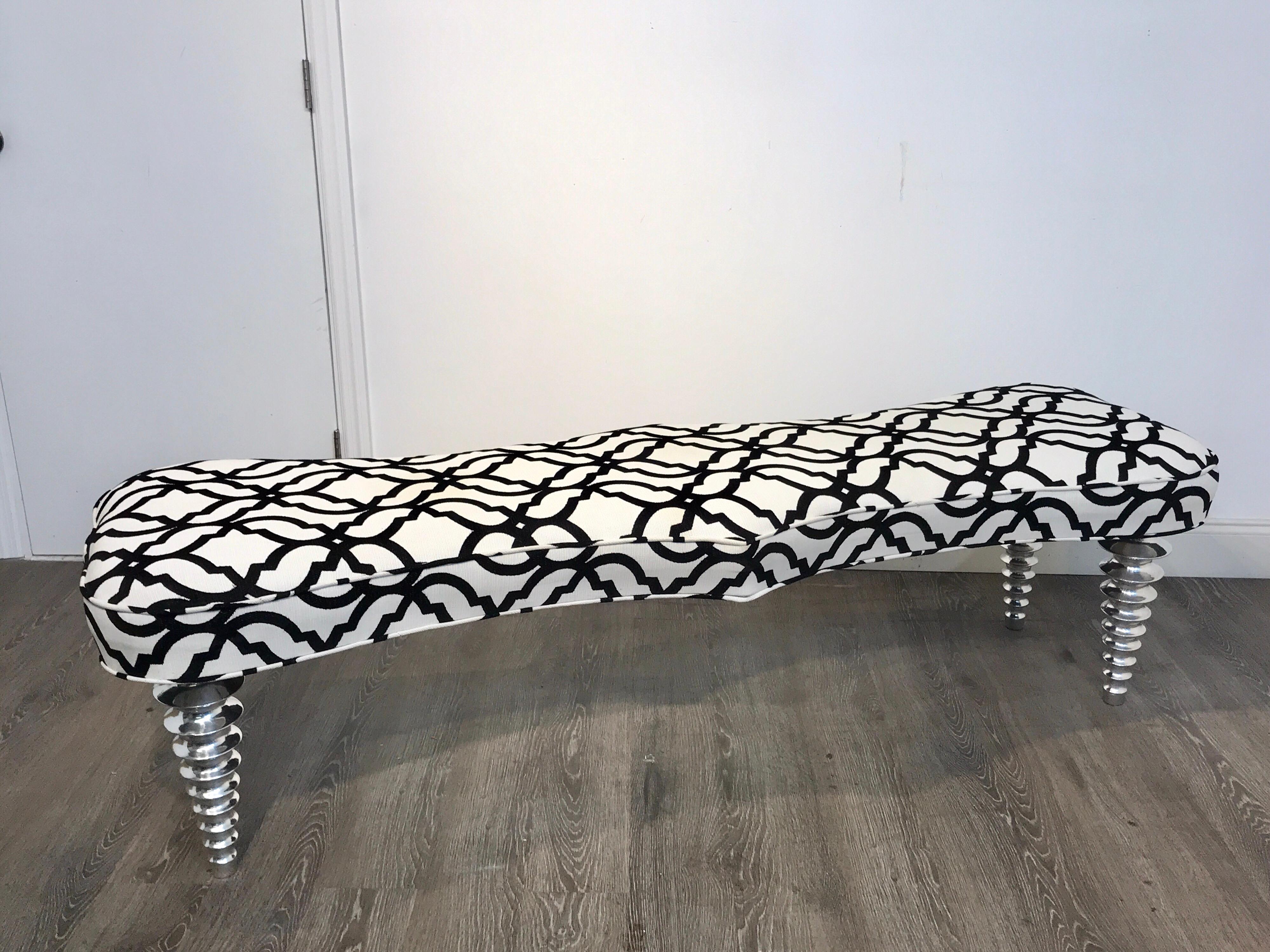 Long Modern Chrome Bench in the Style of Christopher Guy 6