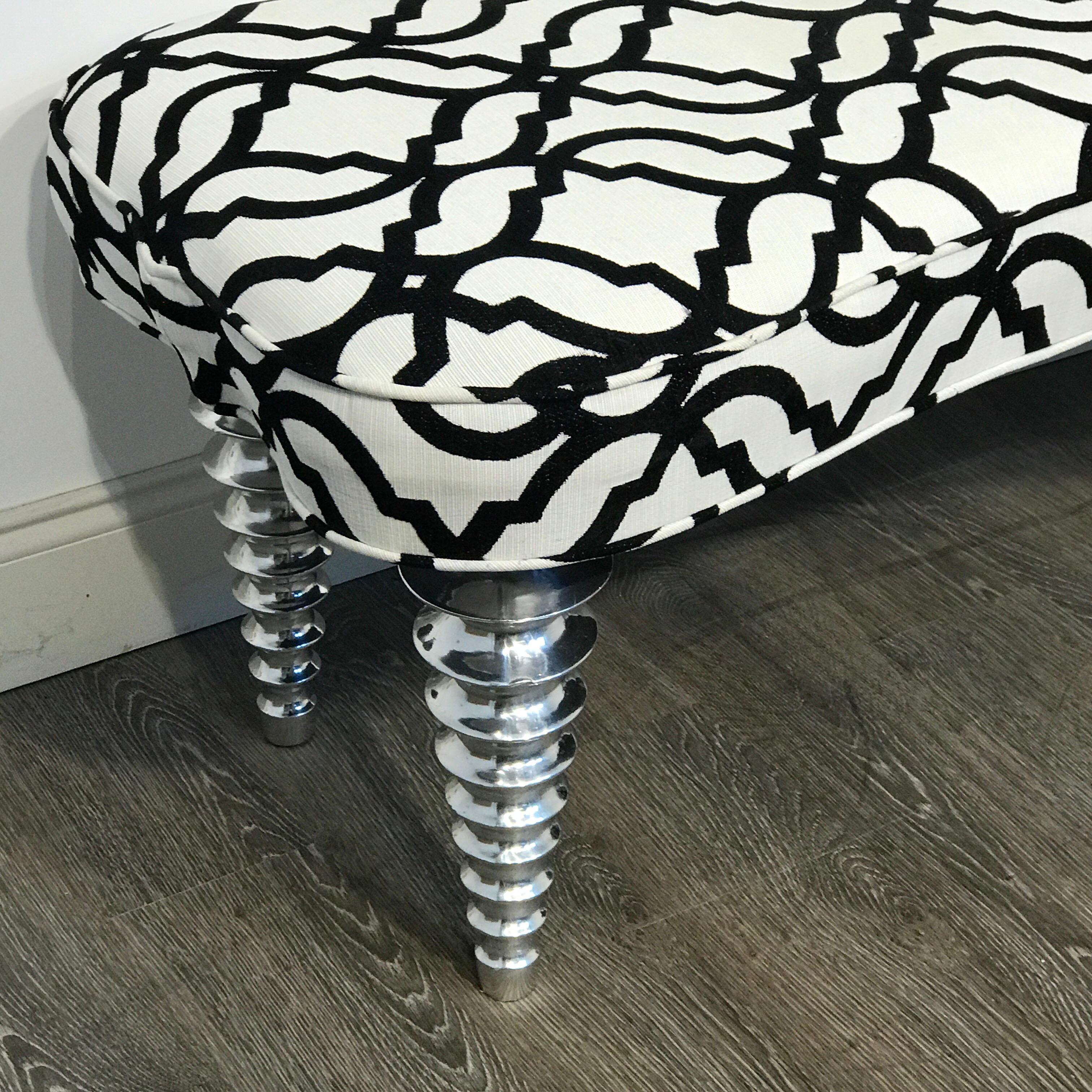 Cast Long Modern Chrome Bench in the Style of Christopher Guy