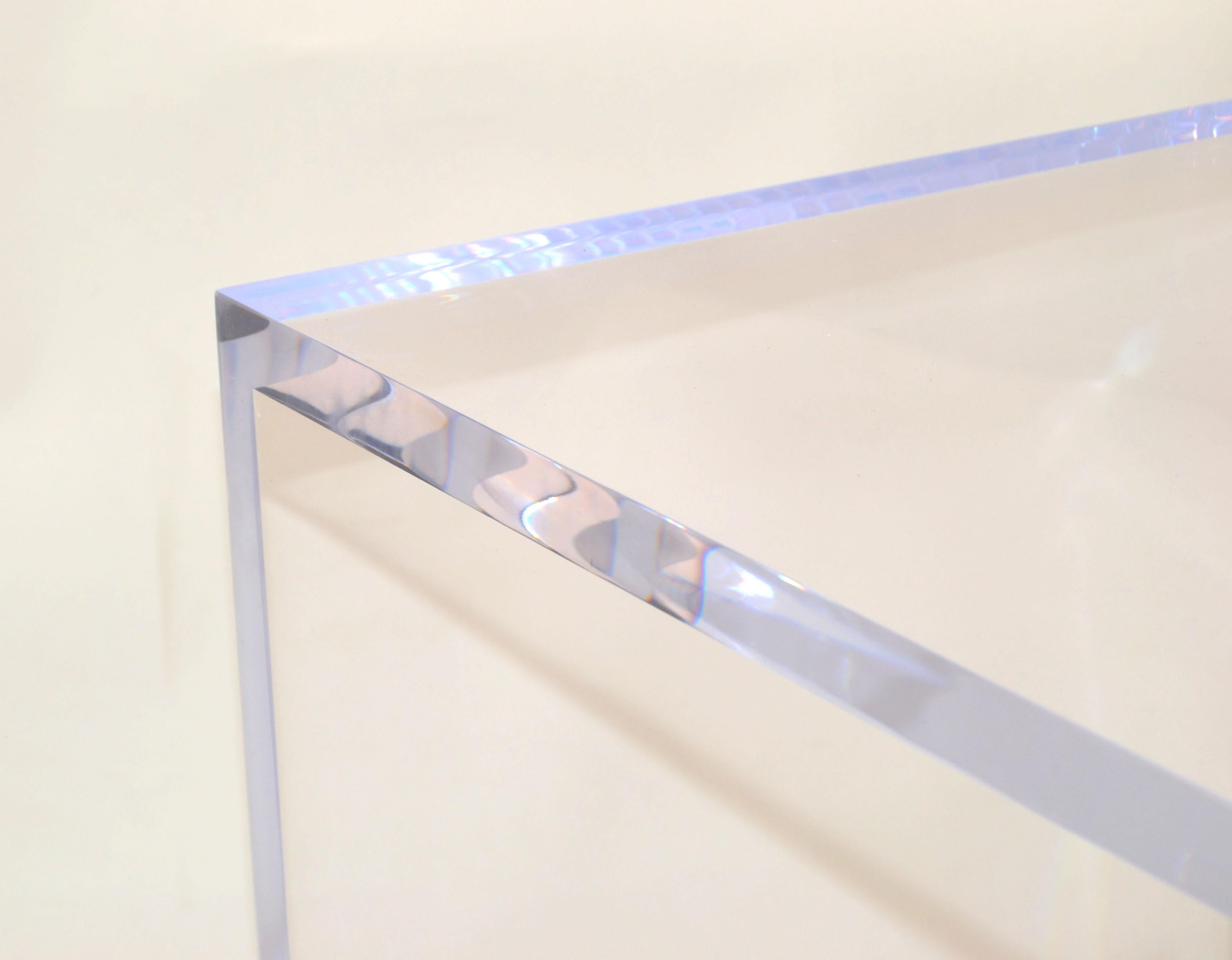 Long Modern Contemporary Handmade Clear Lucite Console, Hallway Table, Vanity 2