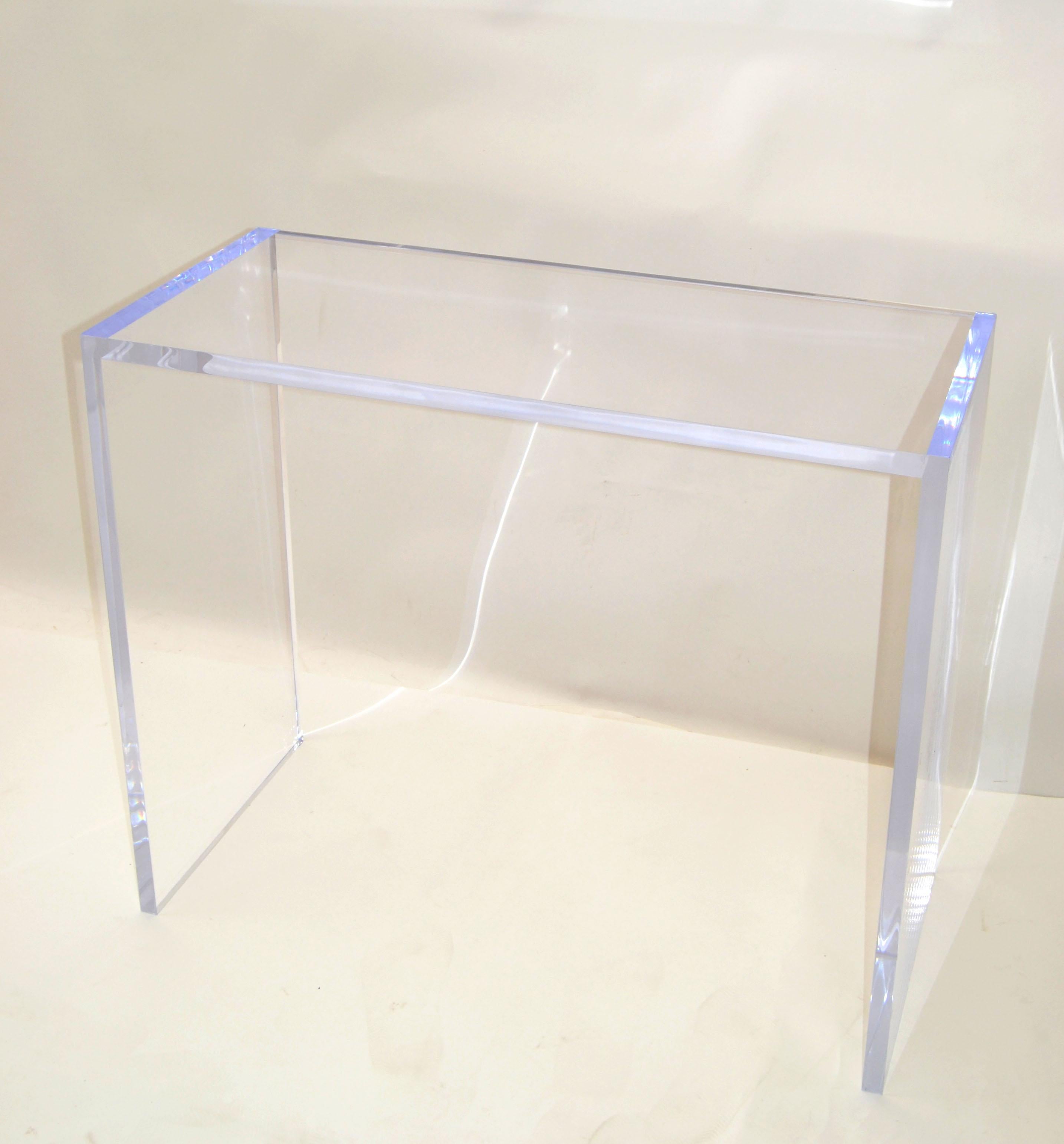 Long Modern Contemporary Handmade Clear Lucite Console, Hallway Table, Vanity 5