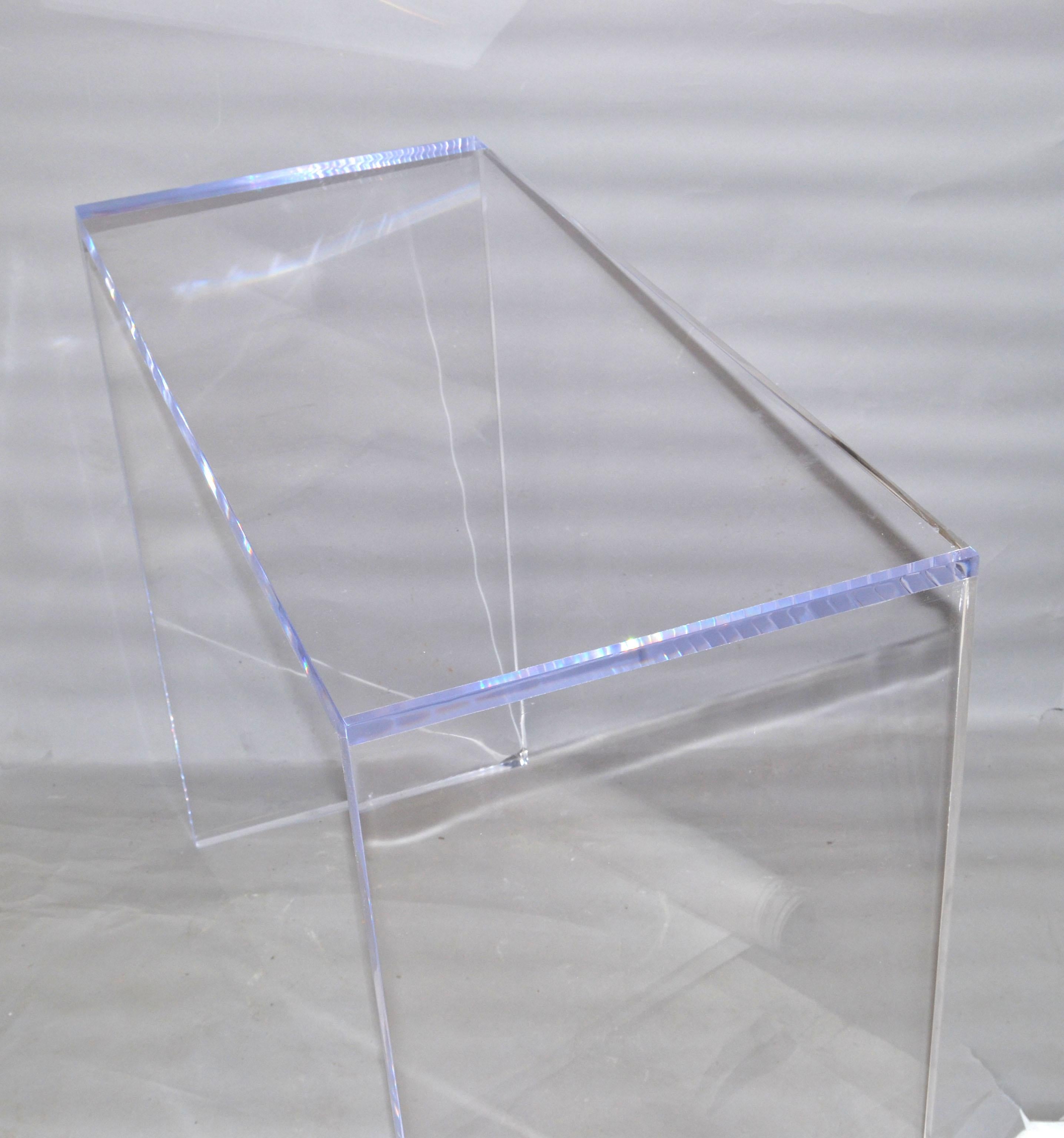 Long Modern Contemporary Handmade Clear Lucite Console, Hallway Table, Vanity In New Condition In Miami, FL