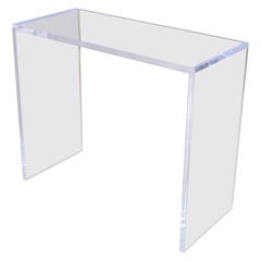 Long Modern Contemporary Handmade Clear Lucite Console, Hallway Table, Vanity