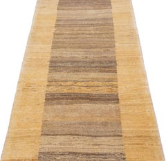 Long Modern Persian Gabbeh Brown Handmade Wool Runner