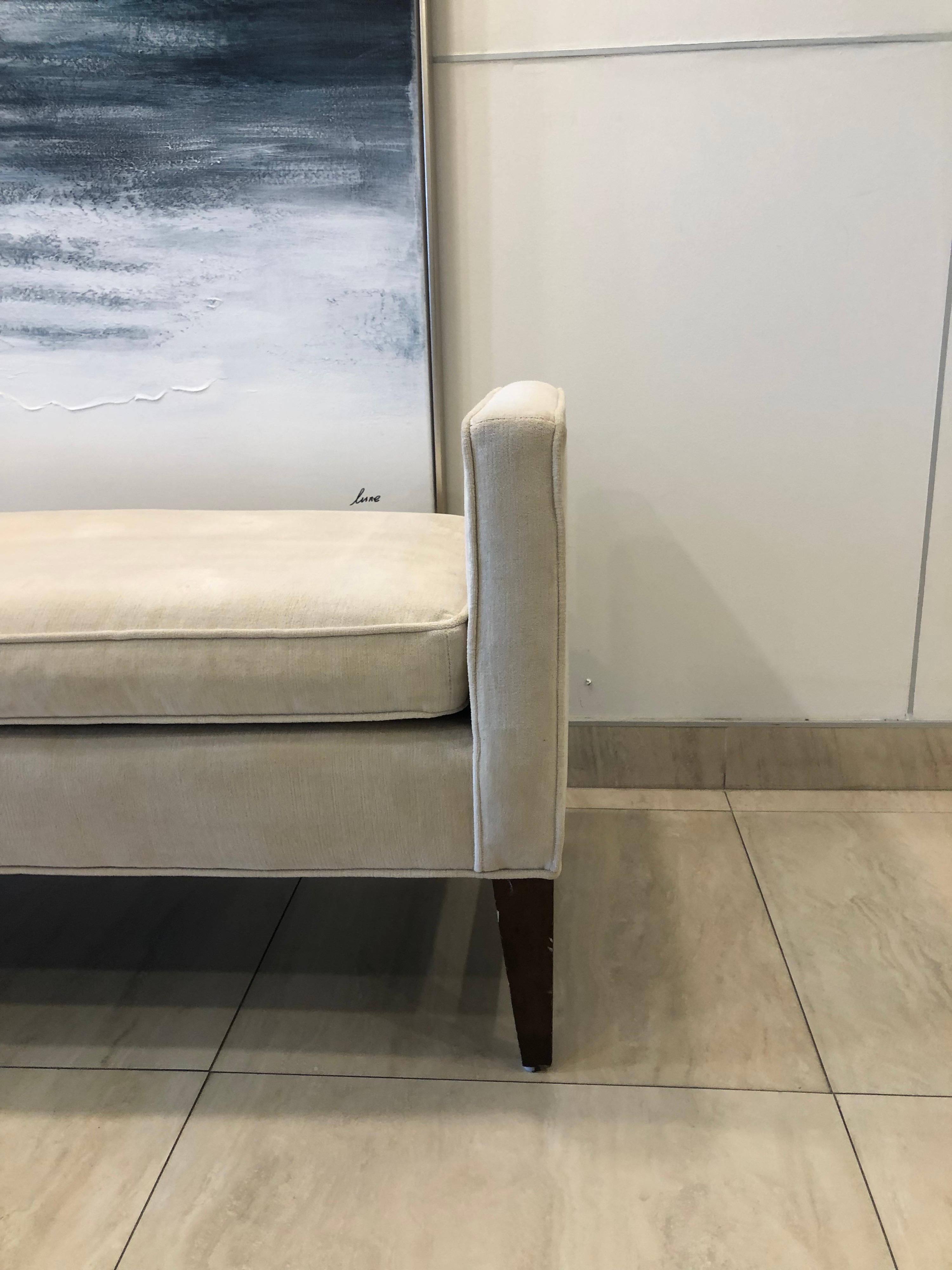 Long Modern Upholstered In Cotton Velvet Hall Bench 4