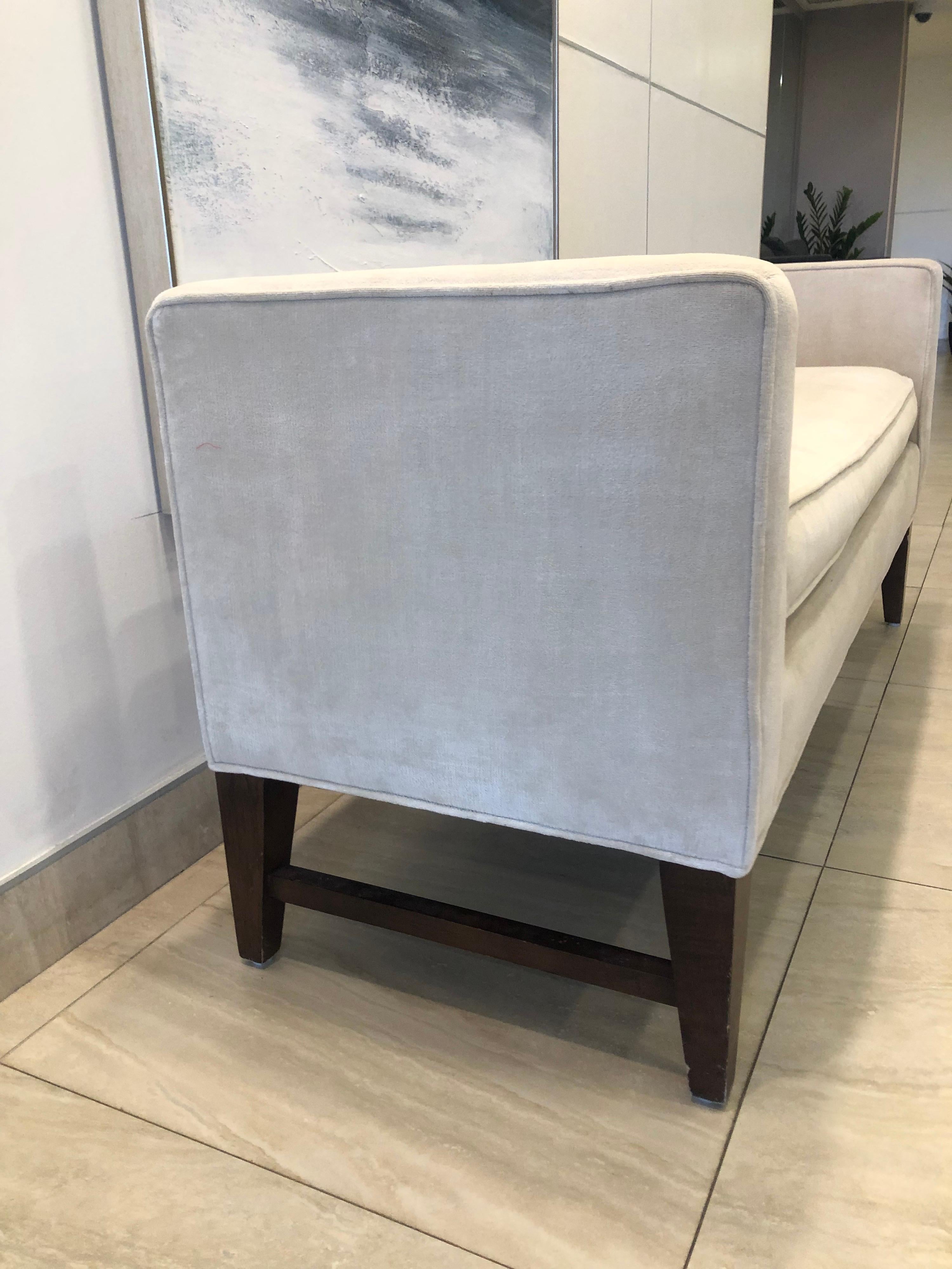 Contemporary Long Modern Upholstered In Cotton Velvet Hall Bench
