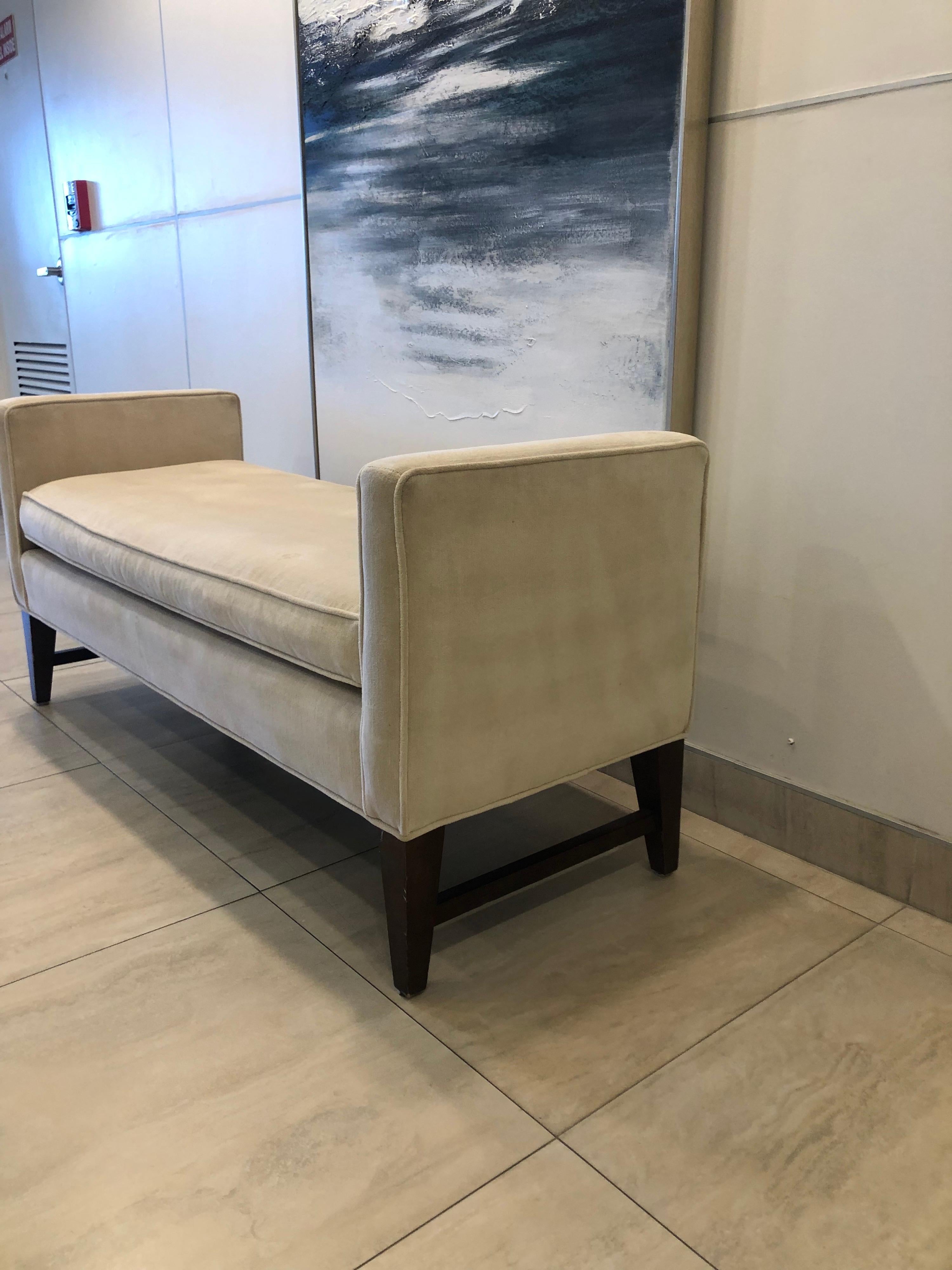 Long Modern Upholstered In Cotton Velvet Hall Bench 3