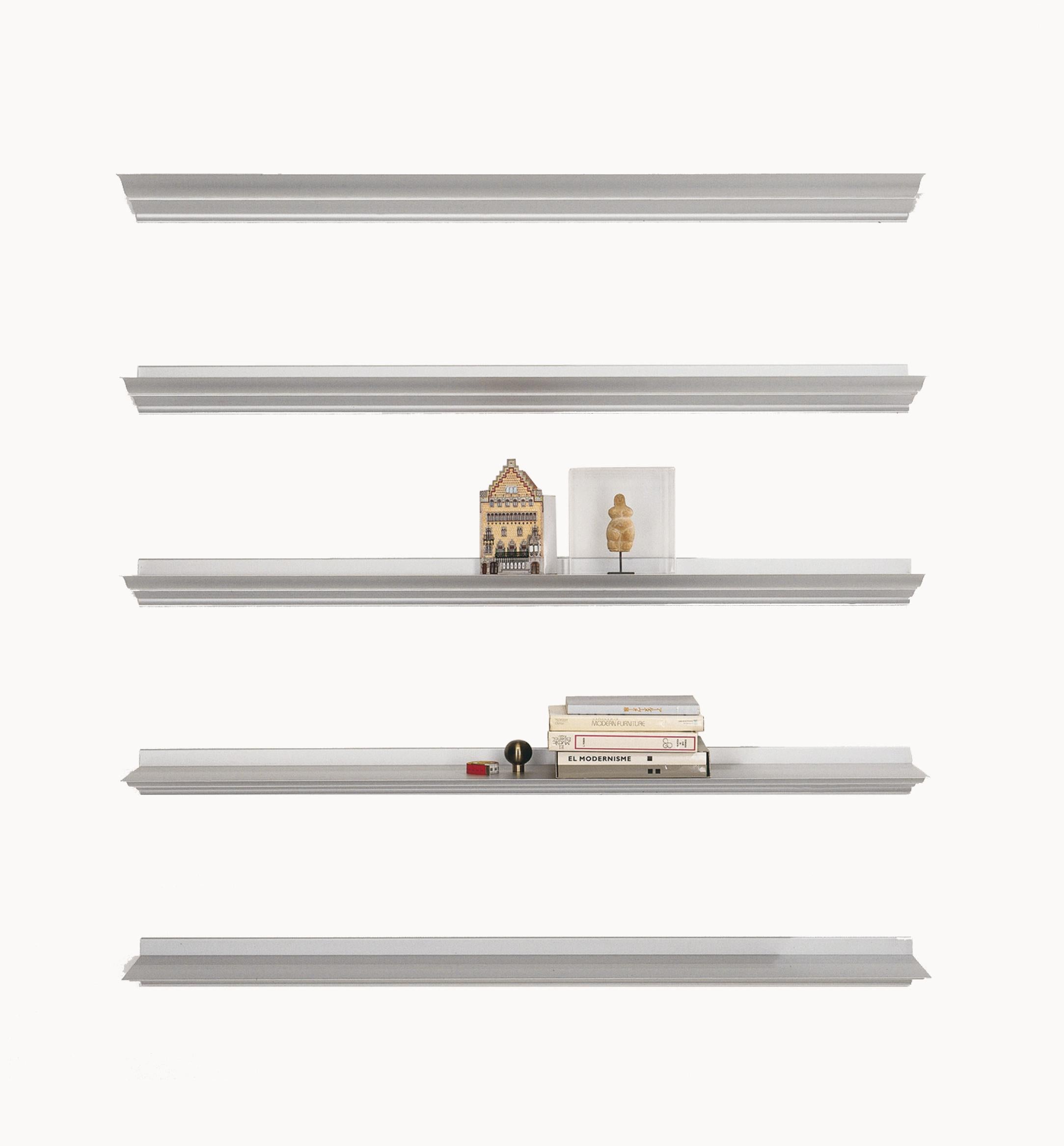 Contemporary Recyled anodised aluminium, black or white wall hung shelves 