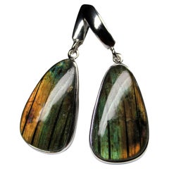 Orecchini lunghi in argento con pietra di luna Gemma naturale labradorite di alta qualità