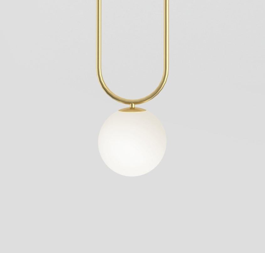 German Long Motive Brass Ceiling Light by Atelier Areti For Sale