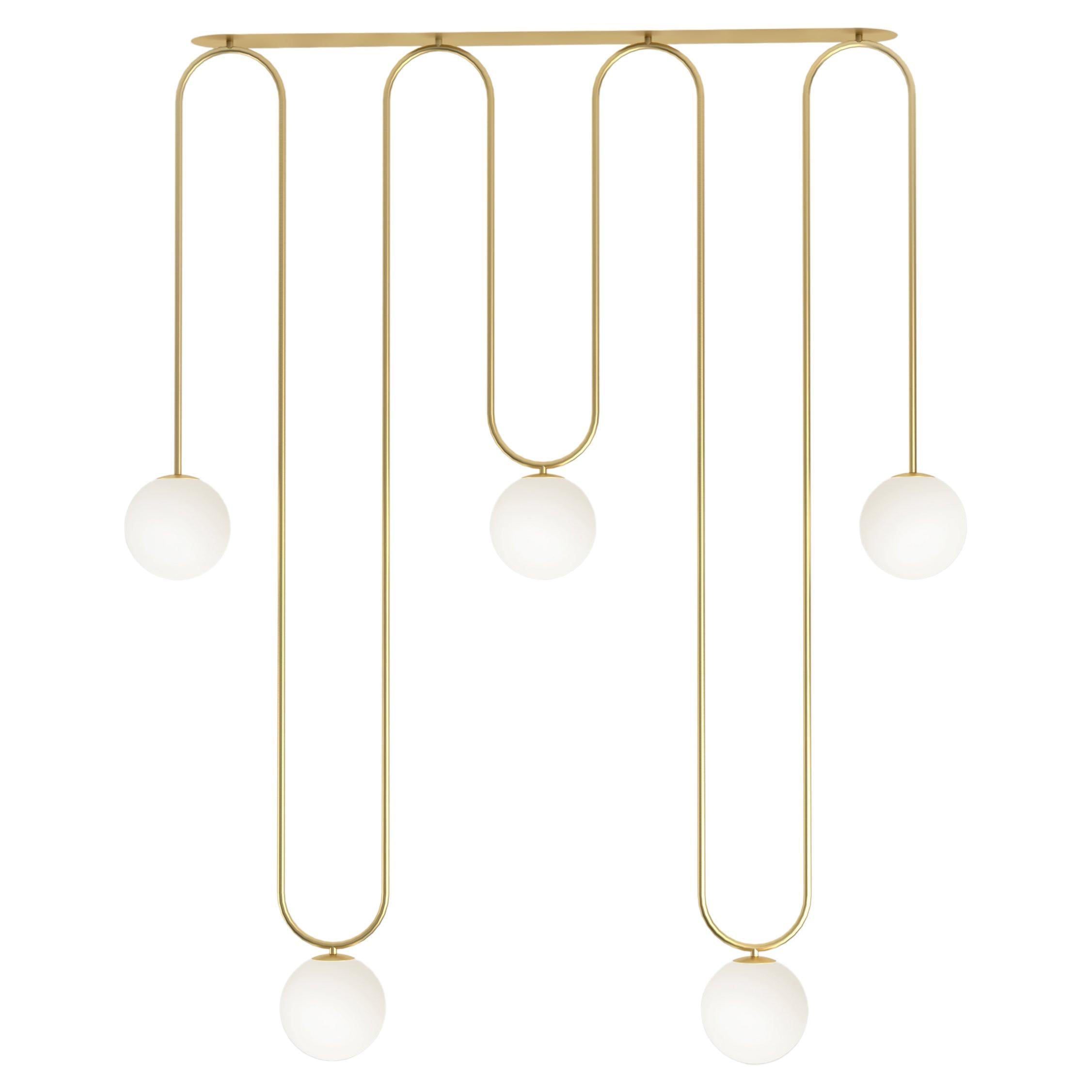 Long Motive Brass Ceiling Light by Atelier Areti For Sale