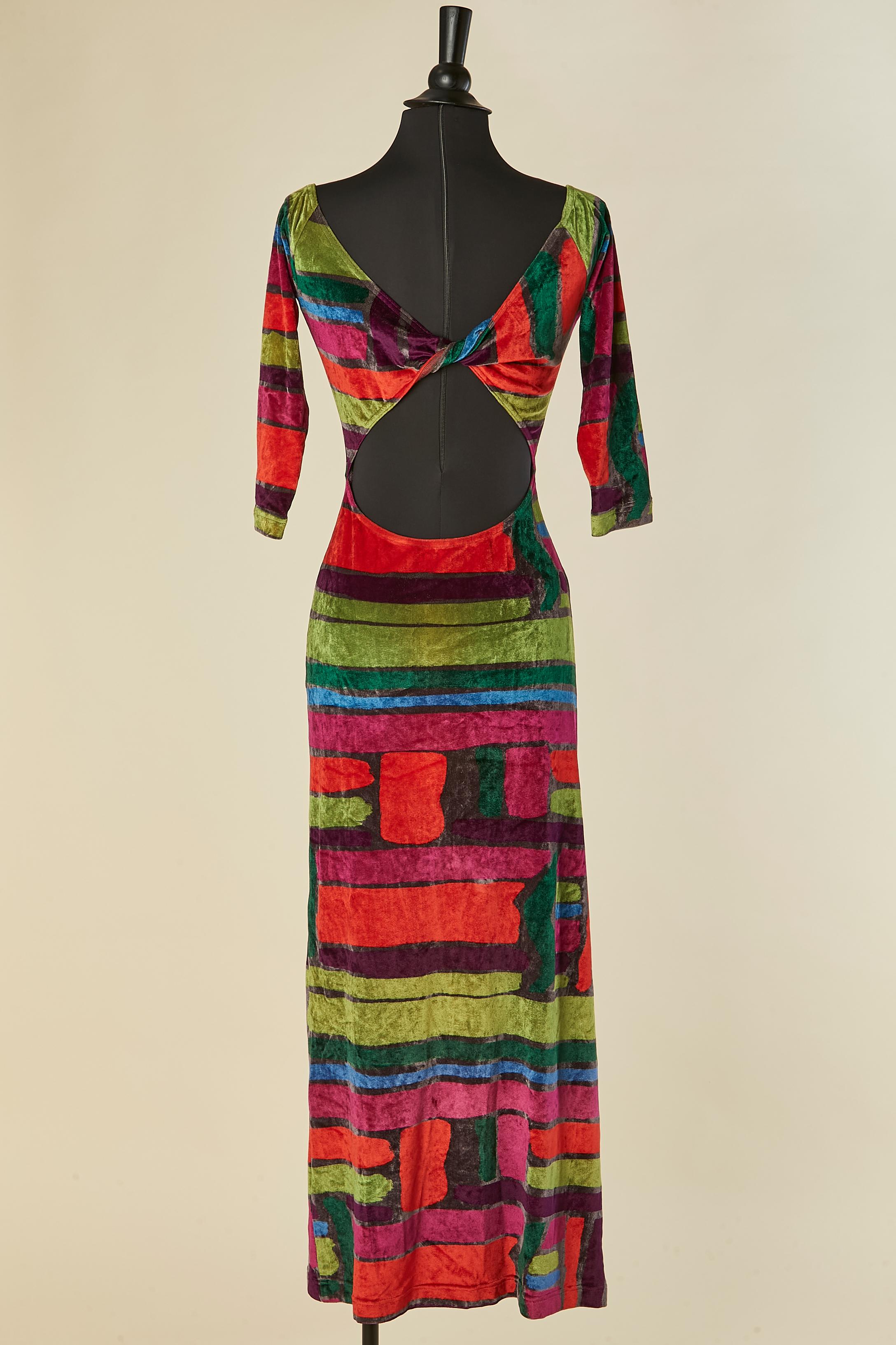 Donna Abito lungo in velluto elasticizzato multicolore CHRISTIAN LACROIX in vendita