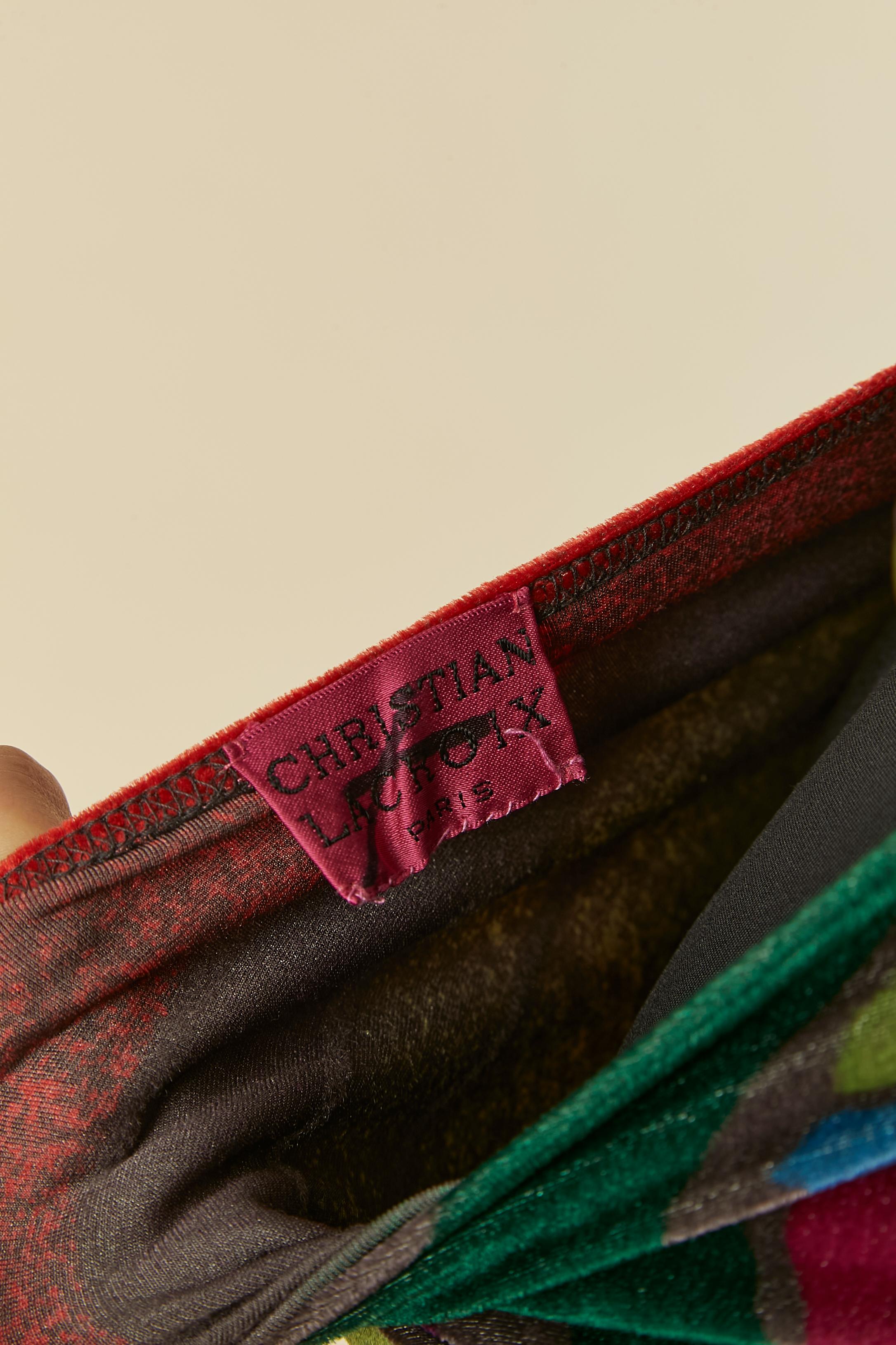 Abito lungo in velluto elasticizzato multicolore CHRISTIAN LACROIX in vendita 1