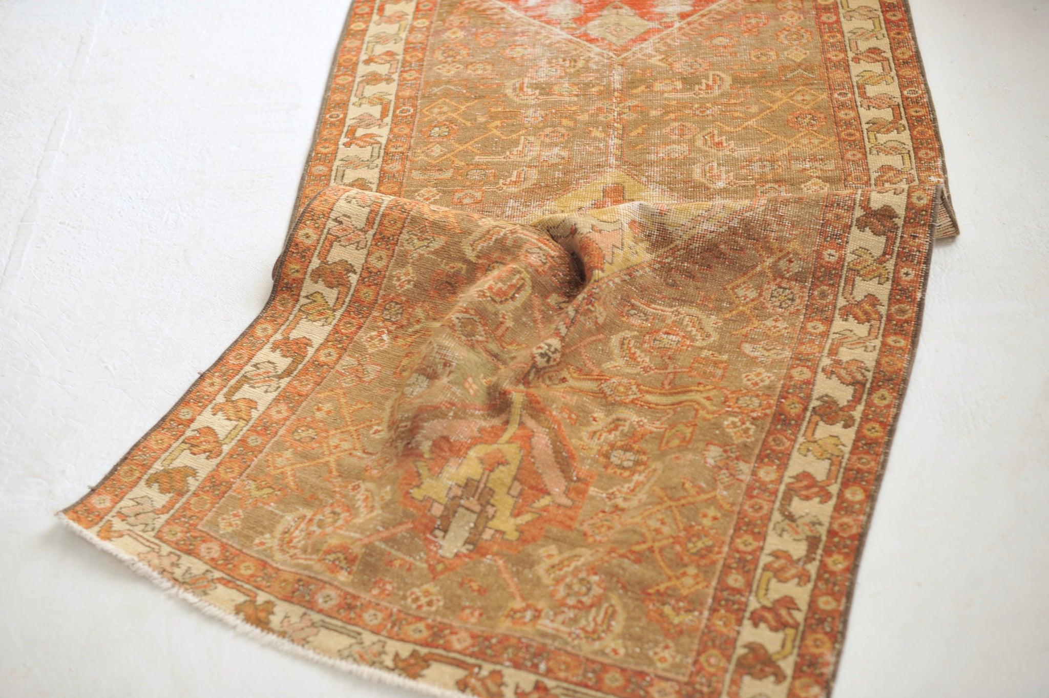 Long Muted Antique Runner  Beautiful Distressed Tribal Antique Rug  ~ 3 x 18.8

About: Very pretty rug with a subtle look but an impossible to ignore beauty! The size alone will stop you in your tracks! The colors are very soft and would look
