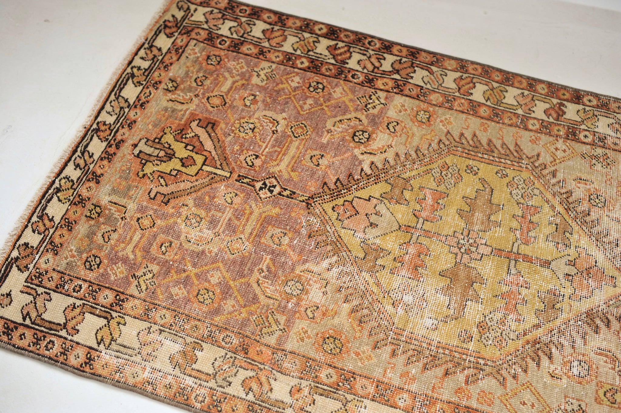 Hand-Knotted Long Muted Distressed Tribal Antique Rug For Sale
