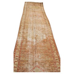 Long Muted Distressed Tribal Antique Rug