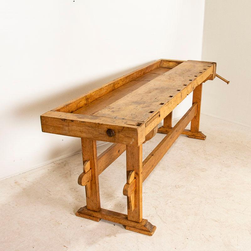 Long Narrow Antique Carpenter's Workbench In Good Condition In Round Top, TX