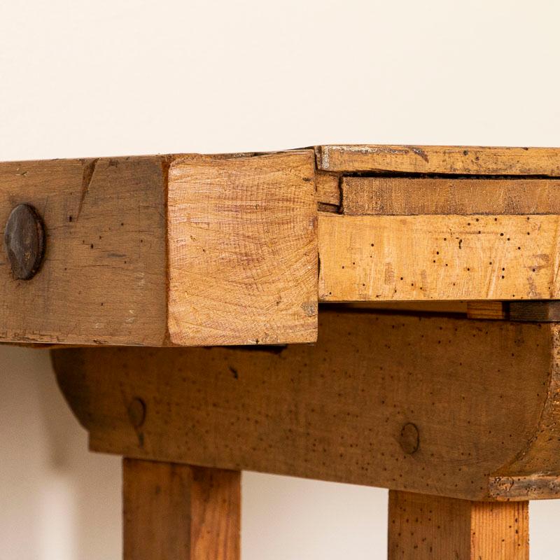 Wood Long Narrow Antique Carpenter's Workbench