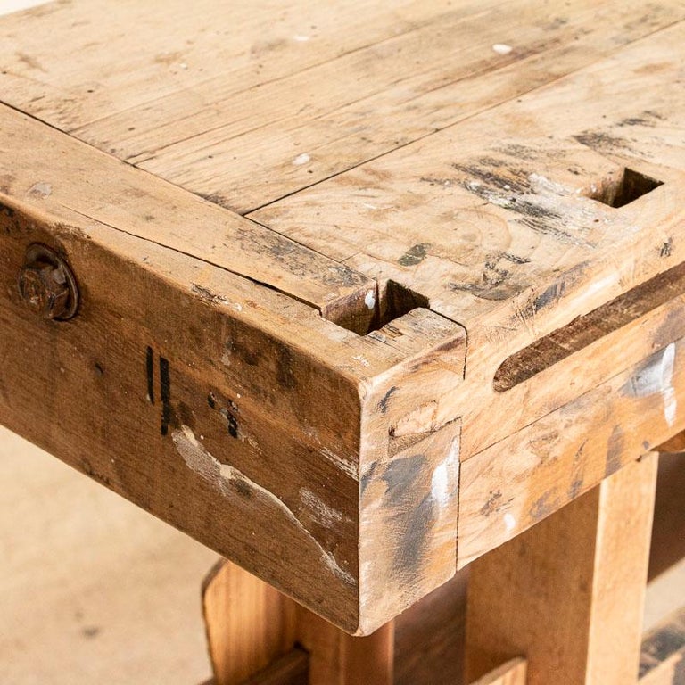 Long Narrow Antique Carpenter's Workbench Rustic Console Table at 1stDibs
