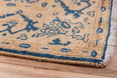 Long and Narrow Antique Persian Tabriz Runner, Blue and Gold Tones, circa 1920s