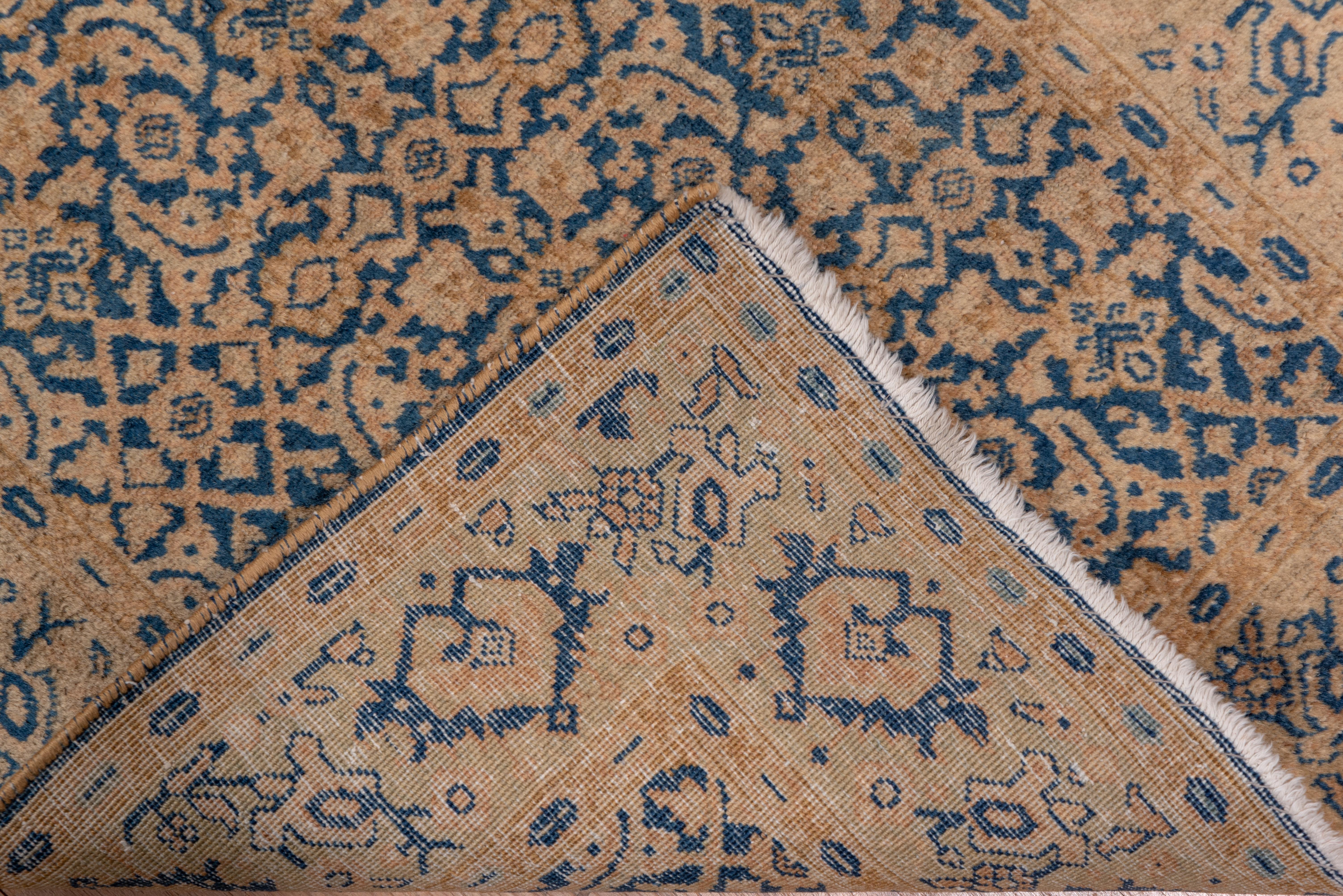 Long and Narrow Antique Persian Tabriz Runner, Blue and Gold Tones, circa 1920s For Sale 1