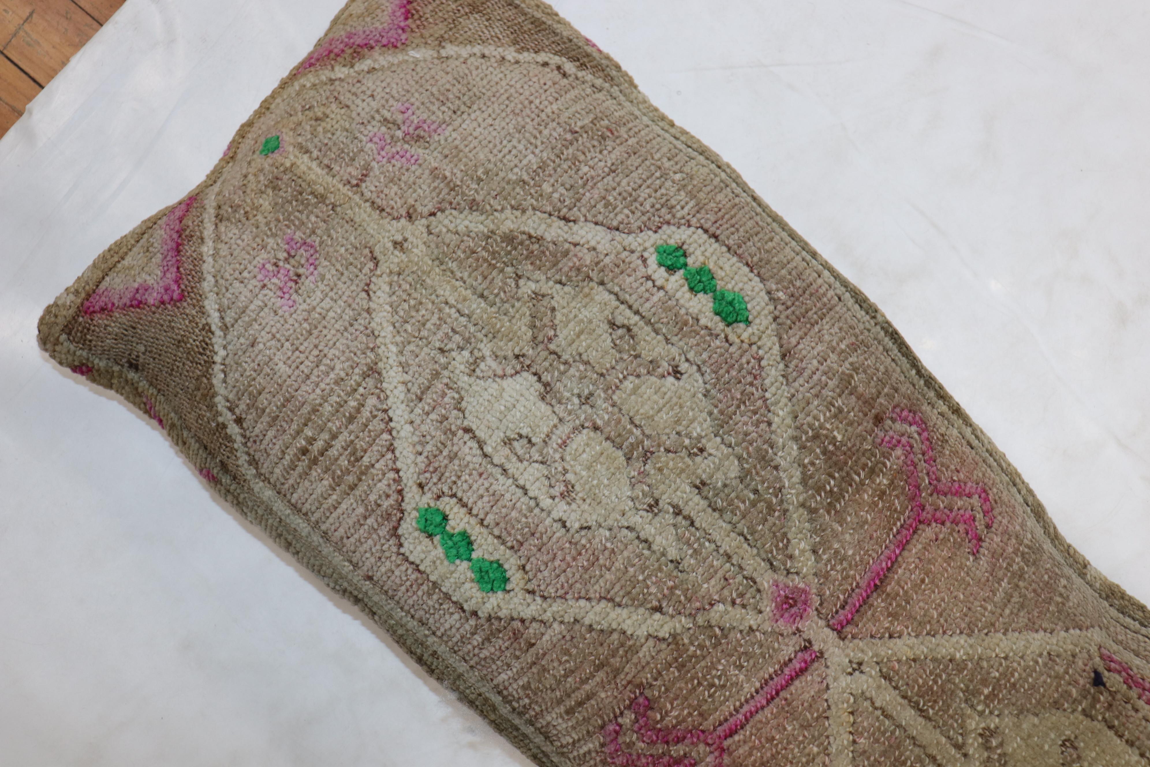 Futurist Long Narrow Brown Pink Pops of Green Turkish Pillow For Sale