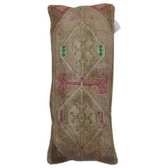 Long Narrow Brown Pink Pops of Green Turkish Pillow