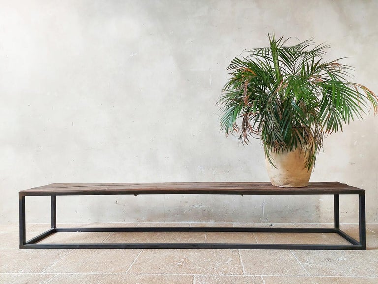 Long Narrow Coffee Table Made of a Beautiful Piece of 18th Century Oak