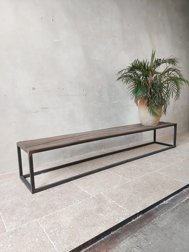 Long Narrow Coffee Table Made of a Beautiful Piece of 18th Century Oak