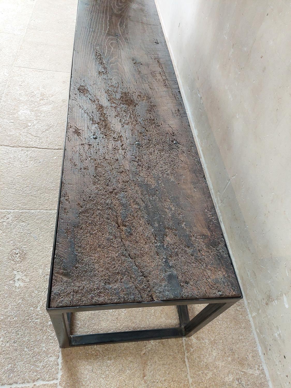 Long Narrow Coffee Table Made of a Beautiful Piece of 18th Century Oak