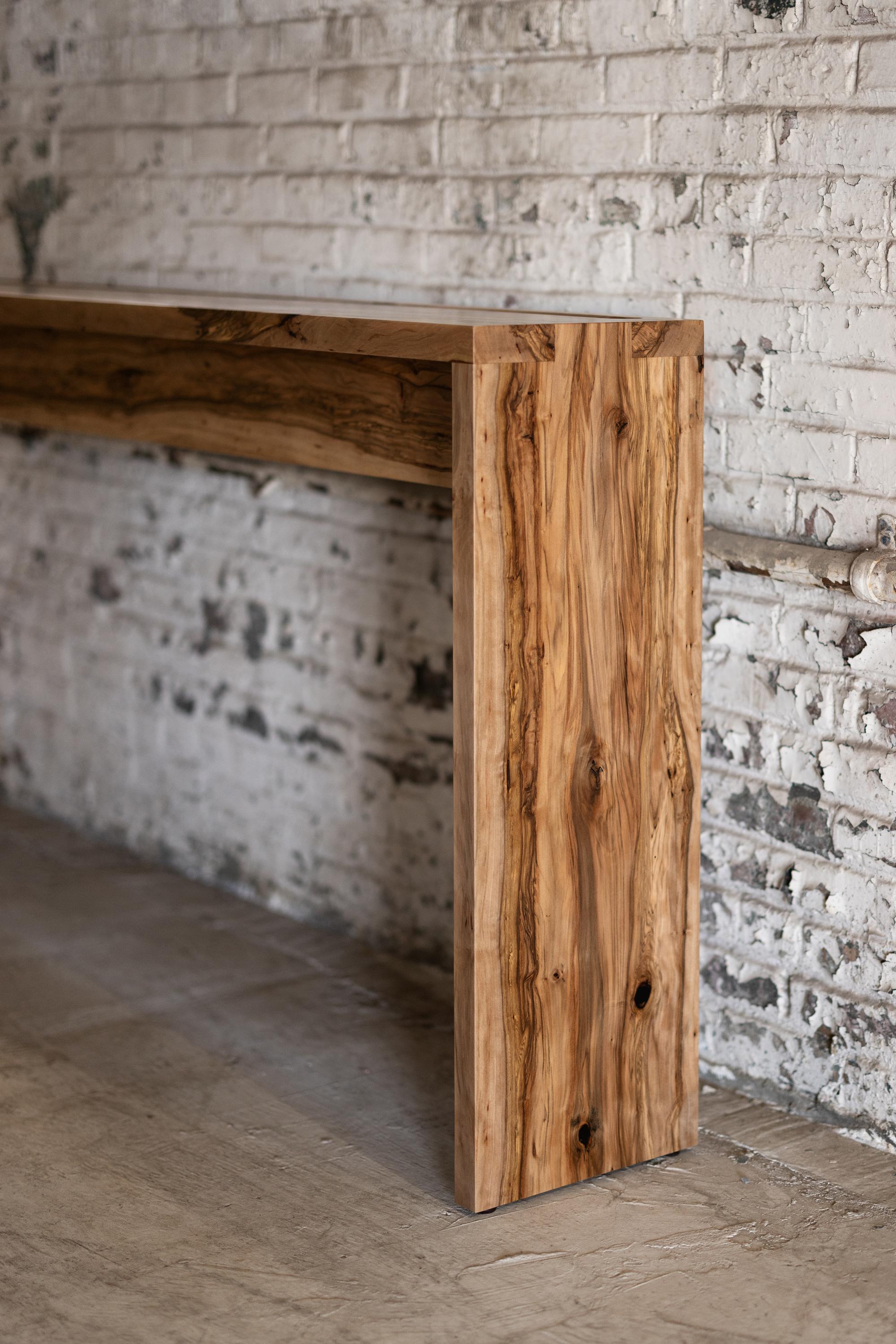 Minimalist Long Narrow Console Table in Sweet Gum with Box Joints by Alabama Sawyer For Sale