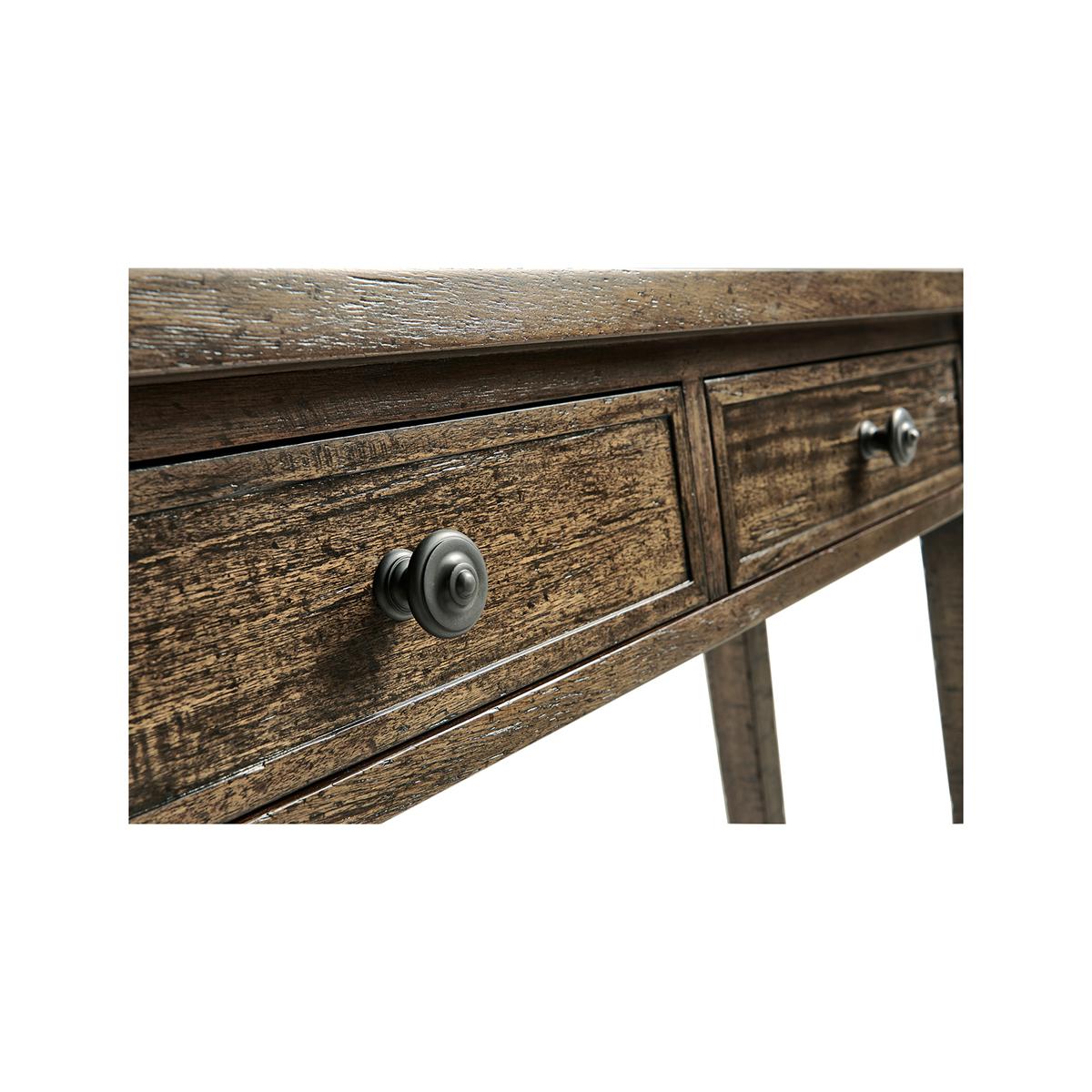 Rustic Long Narrow Country Console, Dark Drift For Sale