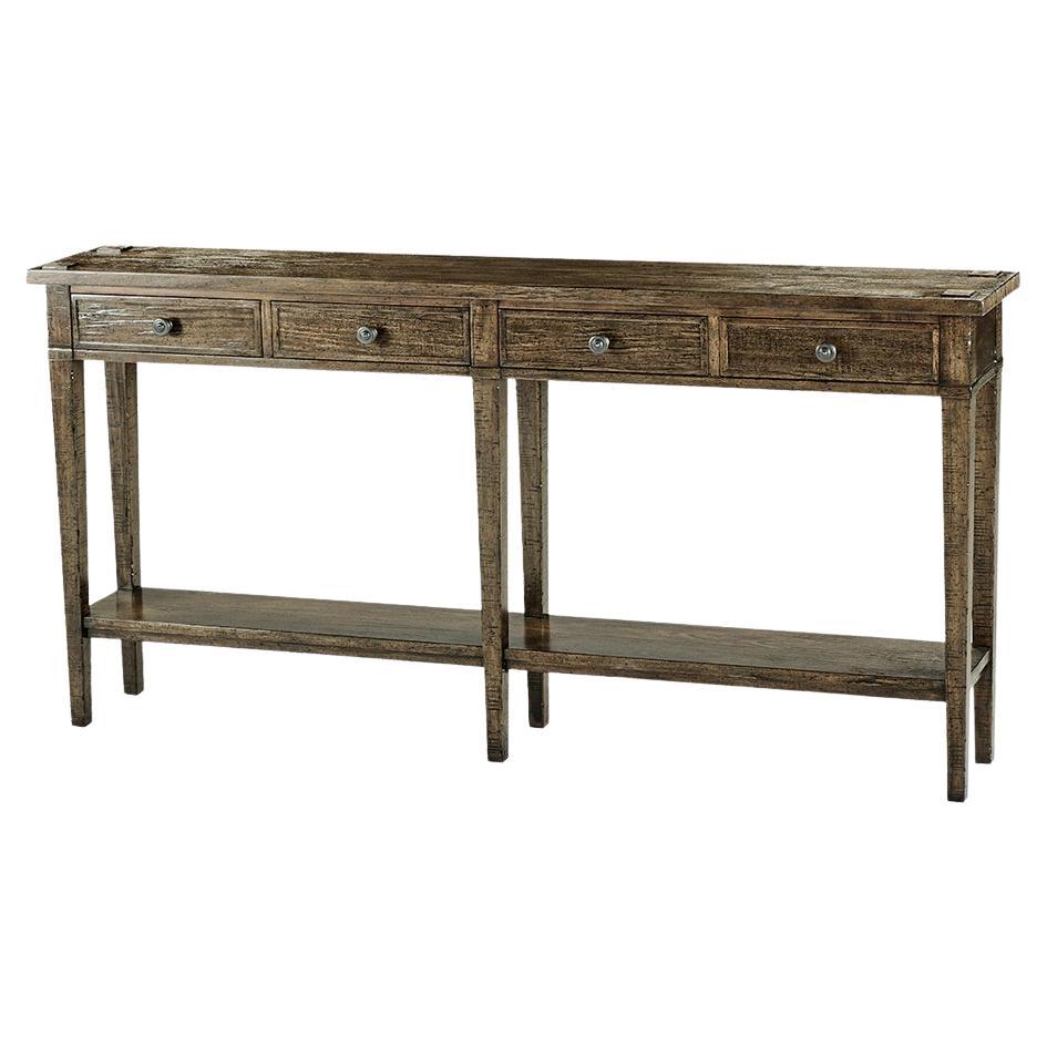 Long Narrow Country Console, Dark Drift For Sale