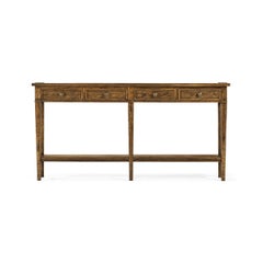 Long Narrow Country Console, Walnut Finish