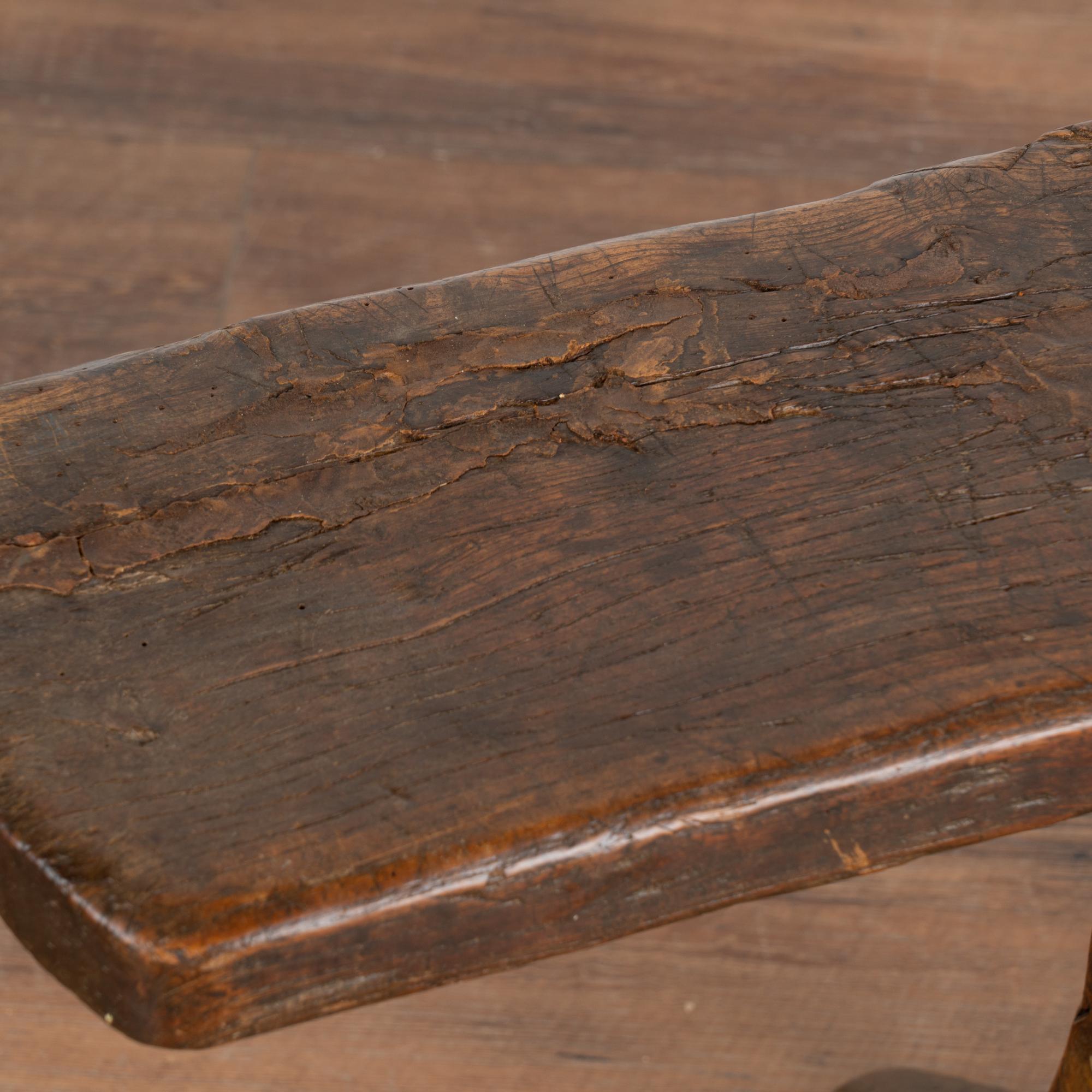 Long Narrow French Oak Bench, circa 1840-60 In Good Condition In Round Top, TX