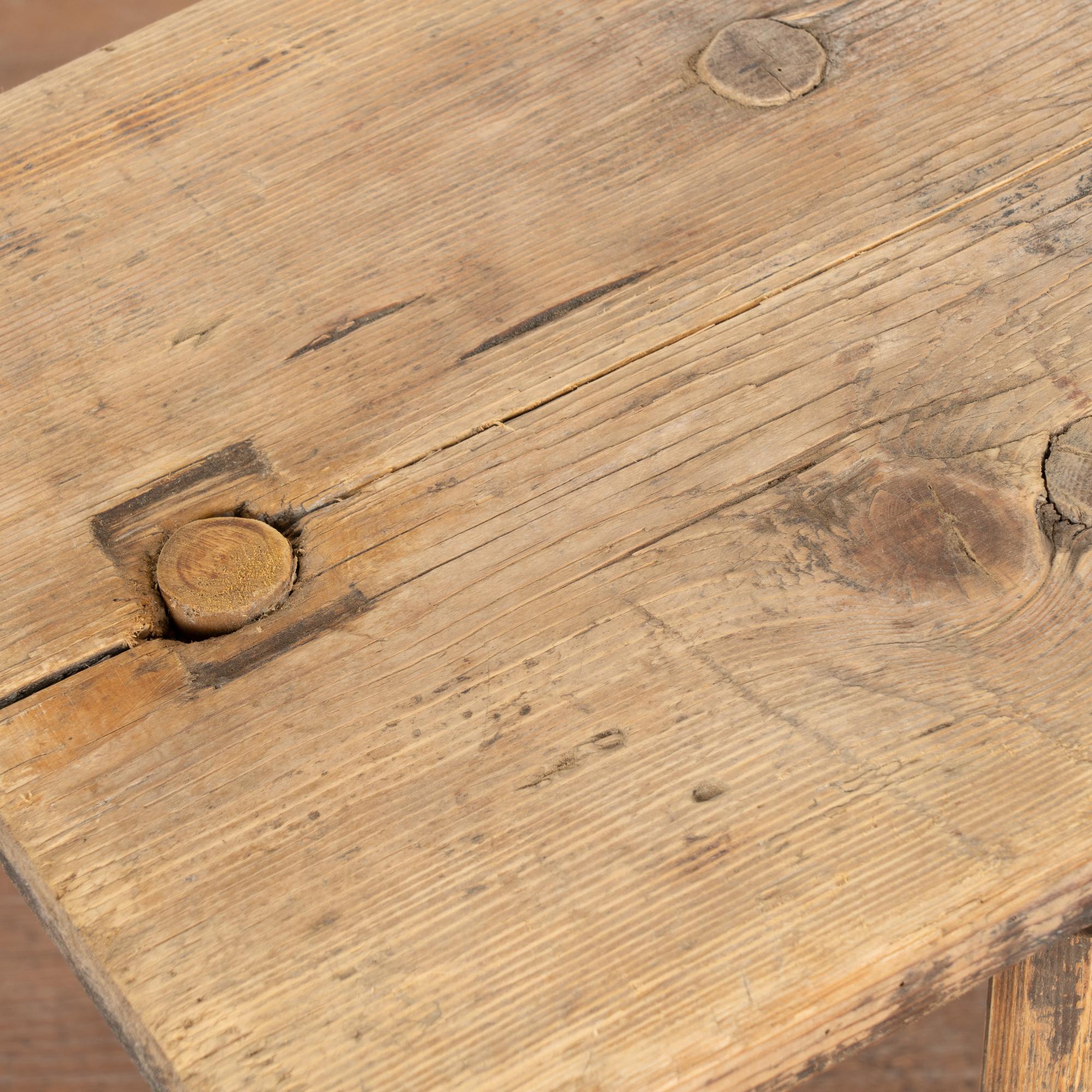 Long Narrow Rustic Peg Leg Bench, Hungary circa 1890 1