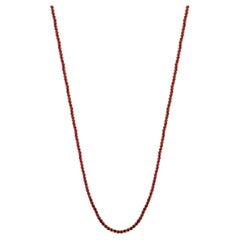 Long Natural Round Ruby Tennis Necklace in 18K Yellow Gold with 8.54 Ct Rubies