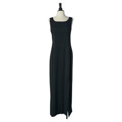 Langes marineblaues Kleid mit markiertem Knopfleiste Chanel Boutique