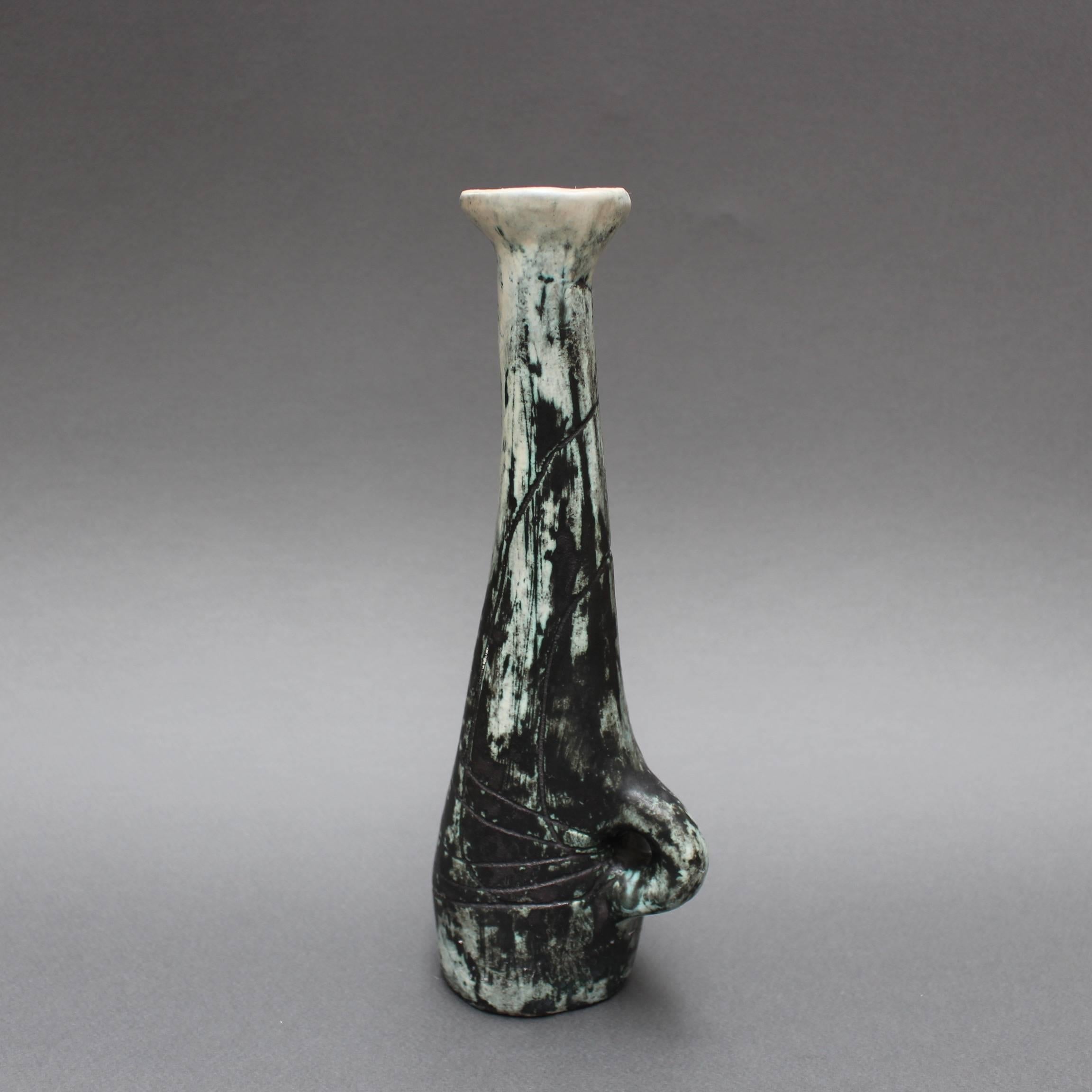 Long-Necked Earthenware Liqueur Bottle with Handle by Jacques Blin, circa 1950s In Good Condition In London, GB