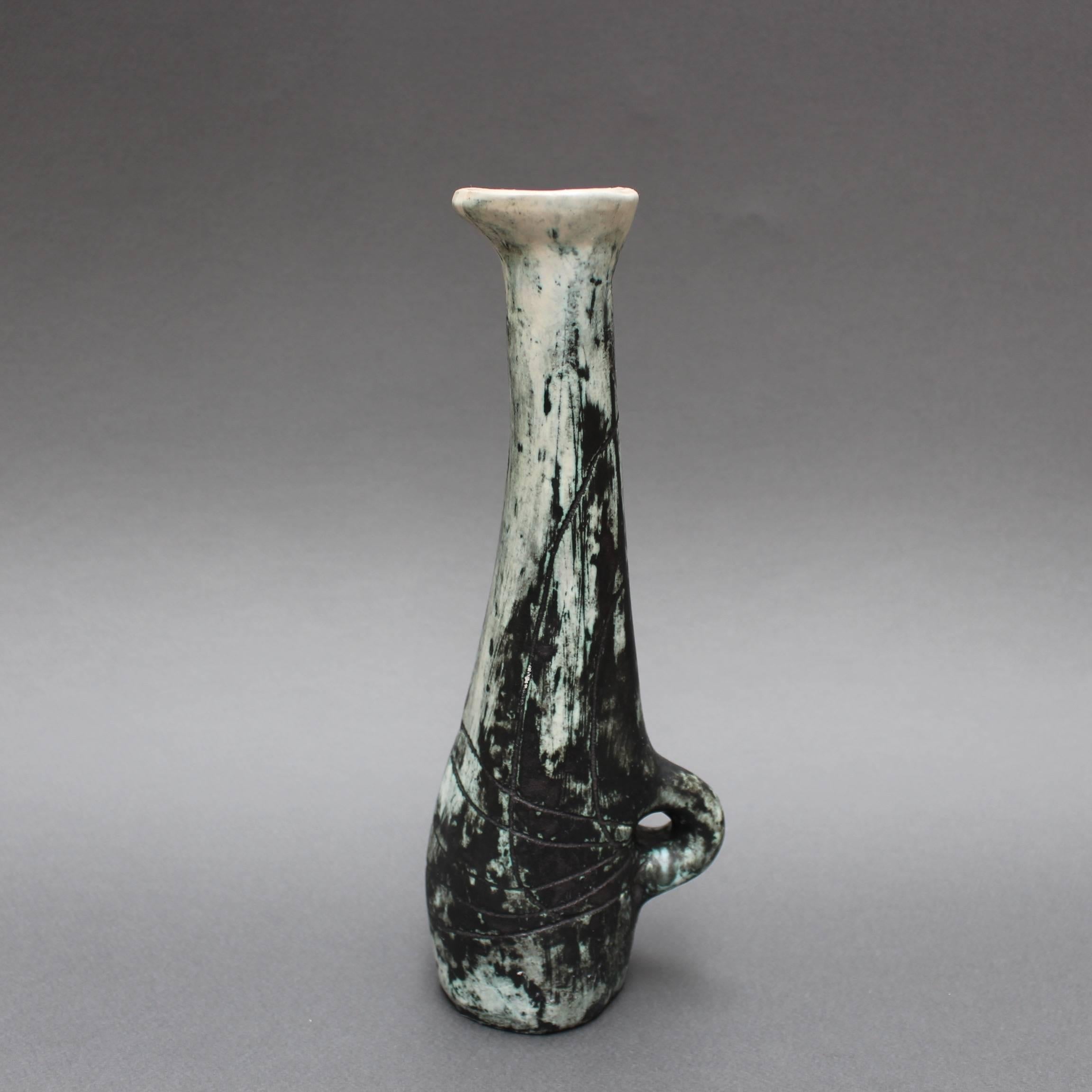 Mid-20th Century Long-Necked Earthenware Liqueur Bottle with Handle by Jacques Blin, circa 1950s