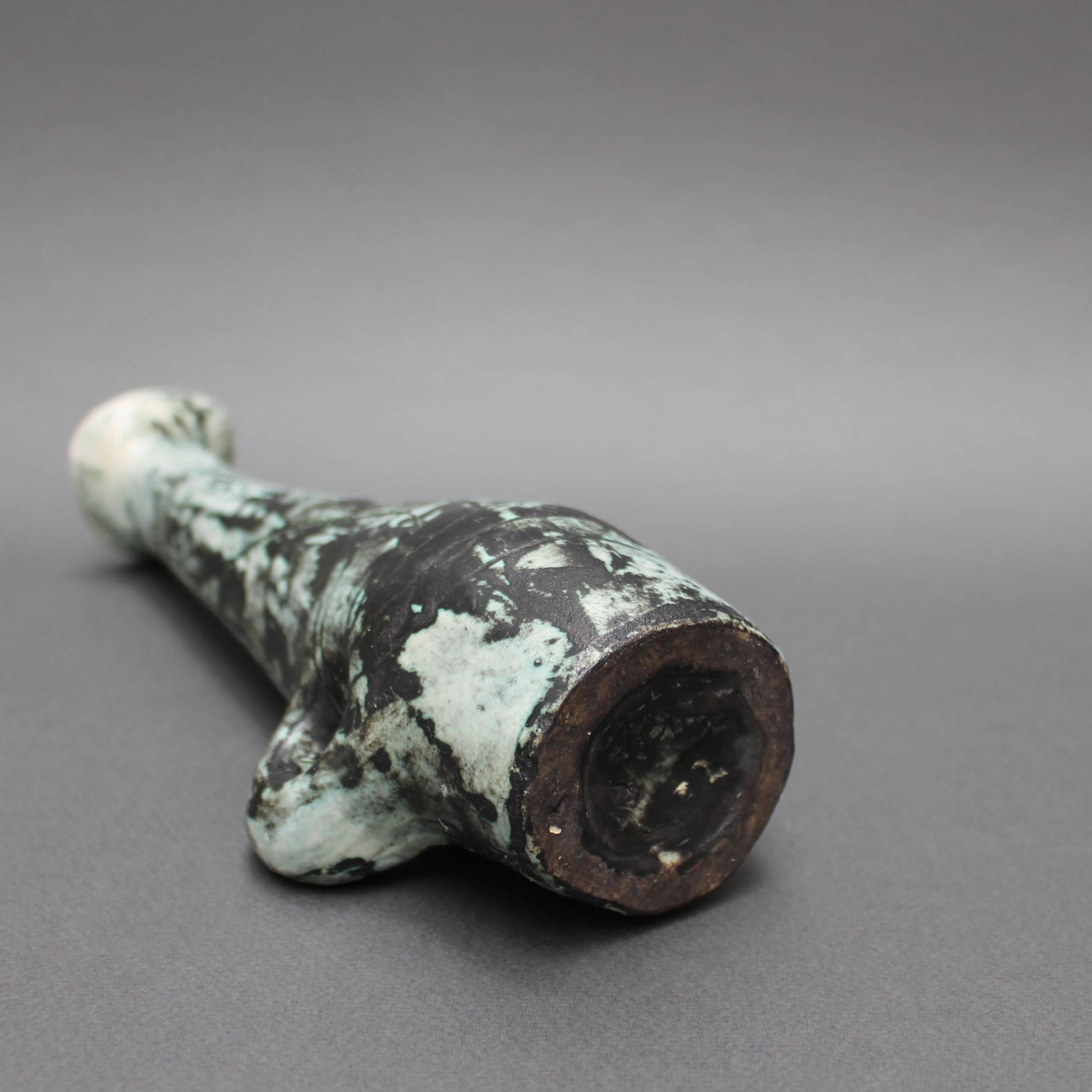 Ceramic Long-Necked Earthenware Liqueur Bottle with Handle by Jacques Blin, circa 1950s
