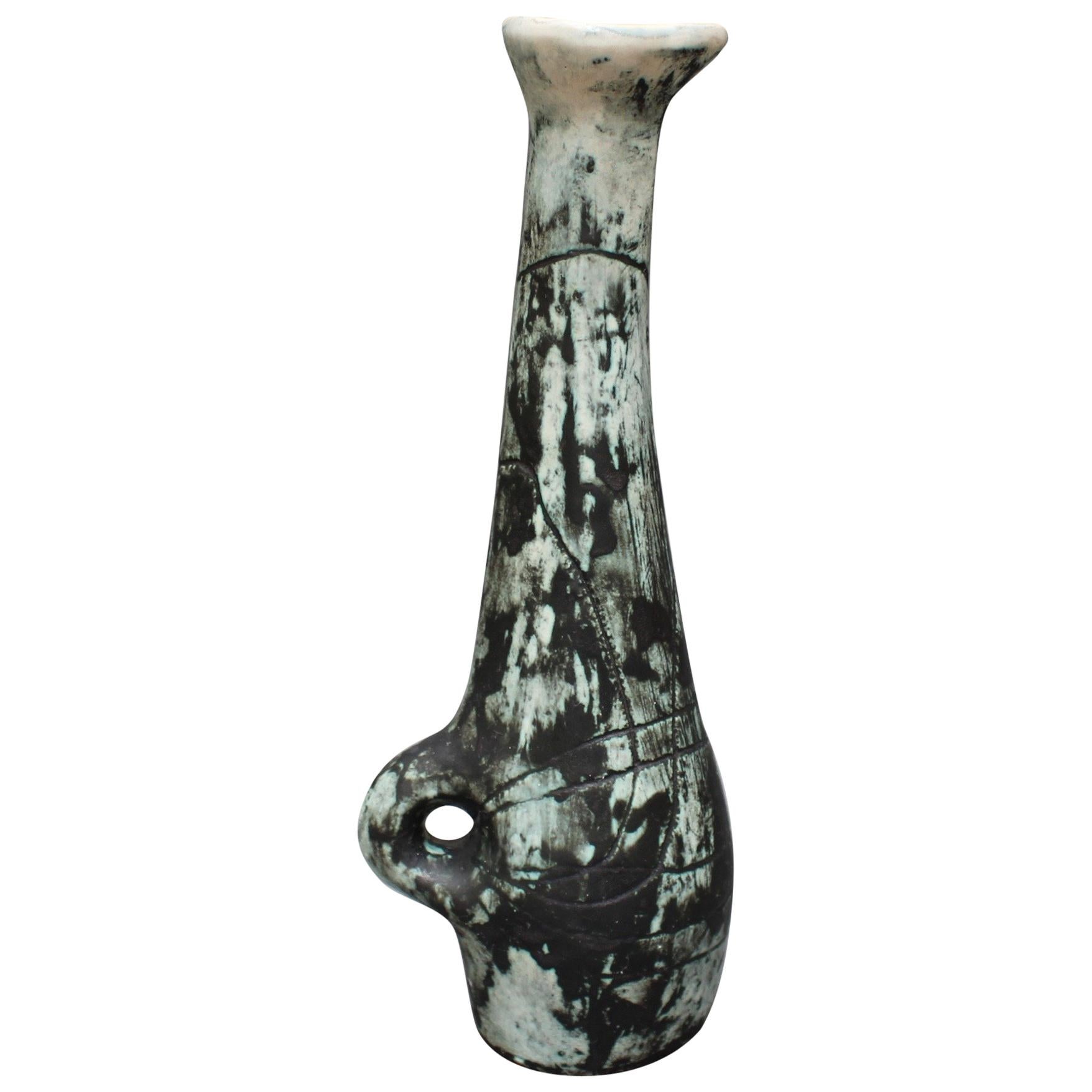 Long-Necked Earthenware Liqueur Bottle with Handle by Jacques Blin, circa 1950s