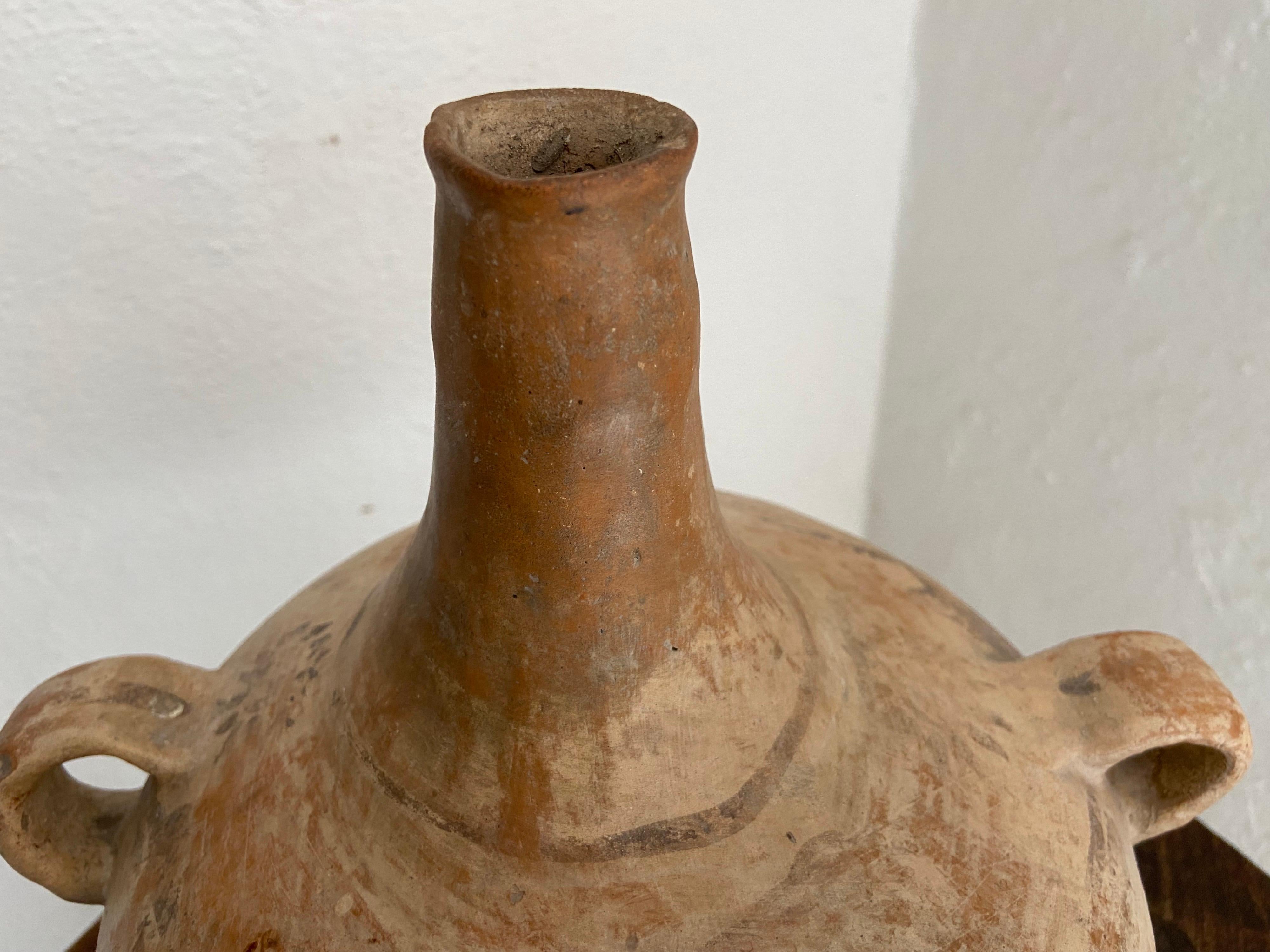 Fired Long Necked Water Pot from Mexico's Huasteca Region, circa 1960's