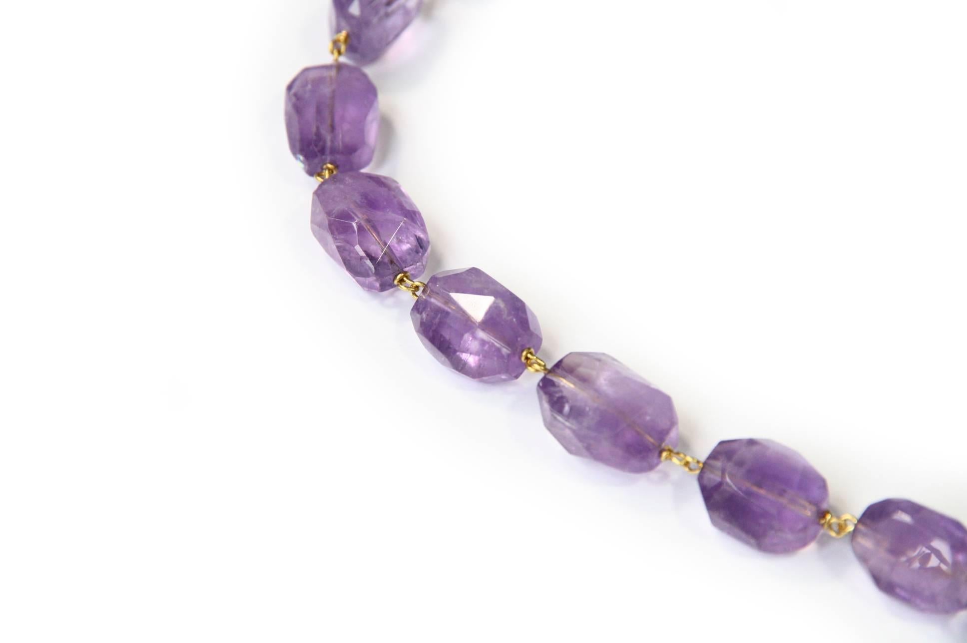 Long Necklace Amethyst Gold Carved Ebony Carved Jade For Sale 3