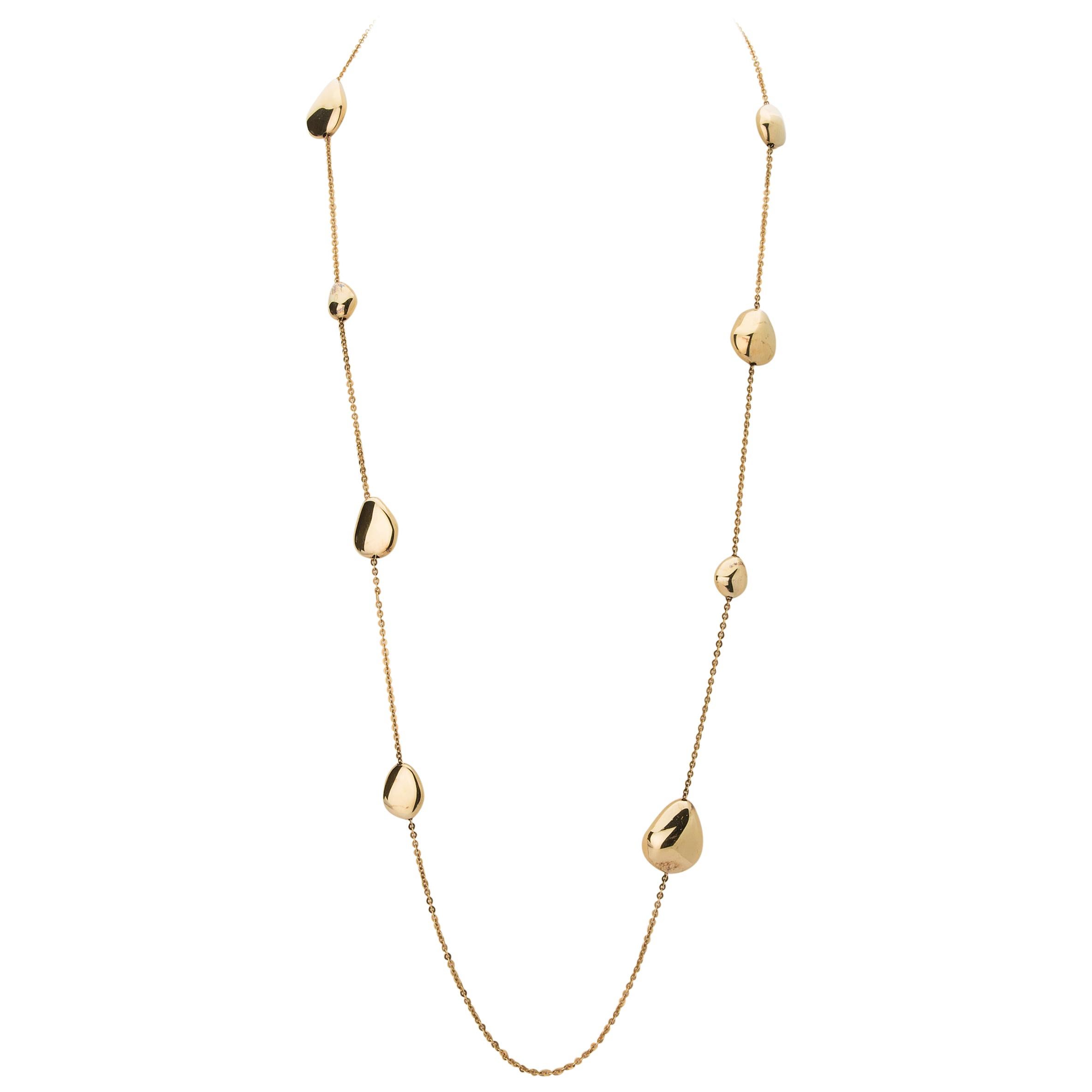 18 Karat Yellow Gold Long Necklace For Sale