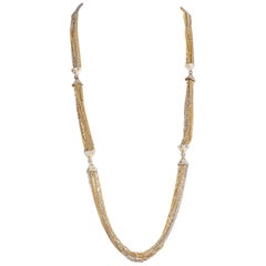Long Necklace in White and Yellow Gold, with White and Fancy Yellow Diamonds