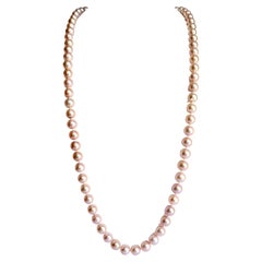 Collana lunga di perle di coltura rosa da 10,5 a 11 mm 84 cm