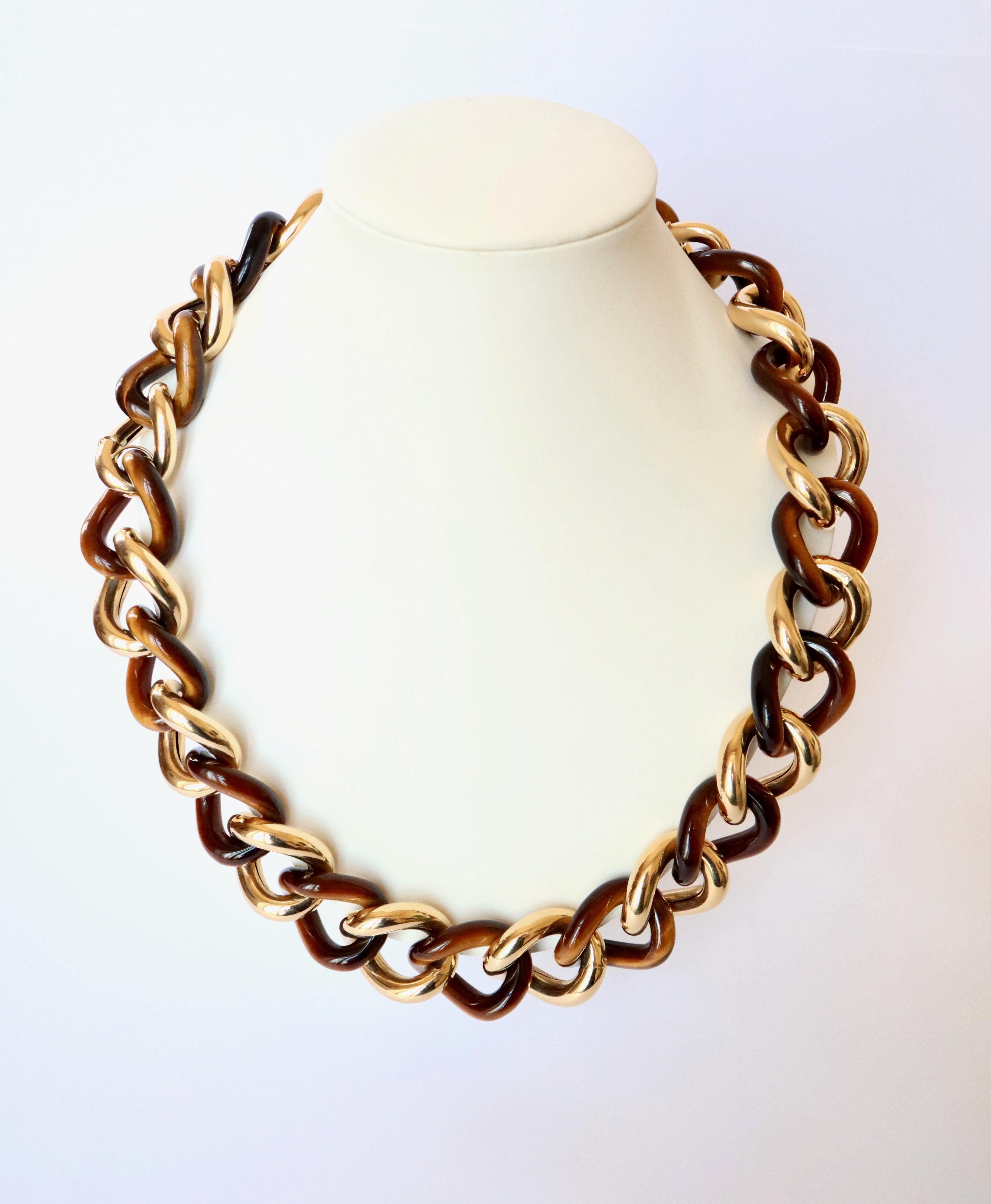 Lange Halskette oder Halskette und Armband aus 18 Karat Gelbgold und Achat 3 in 1 für Damen oder Herren im Angebot