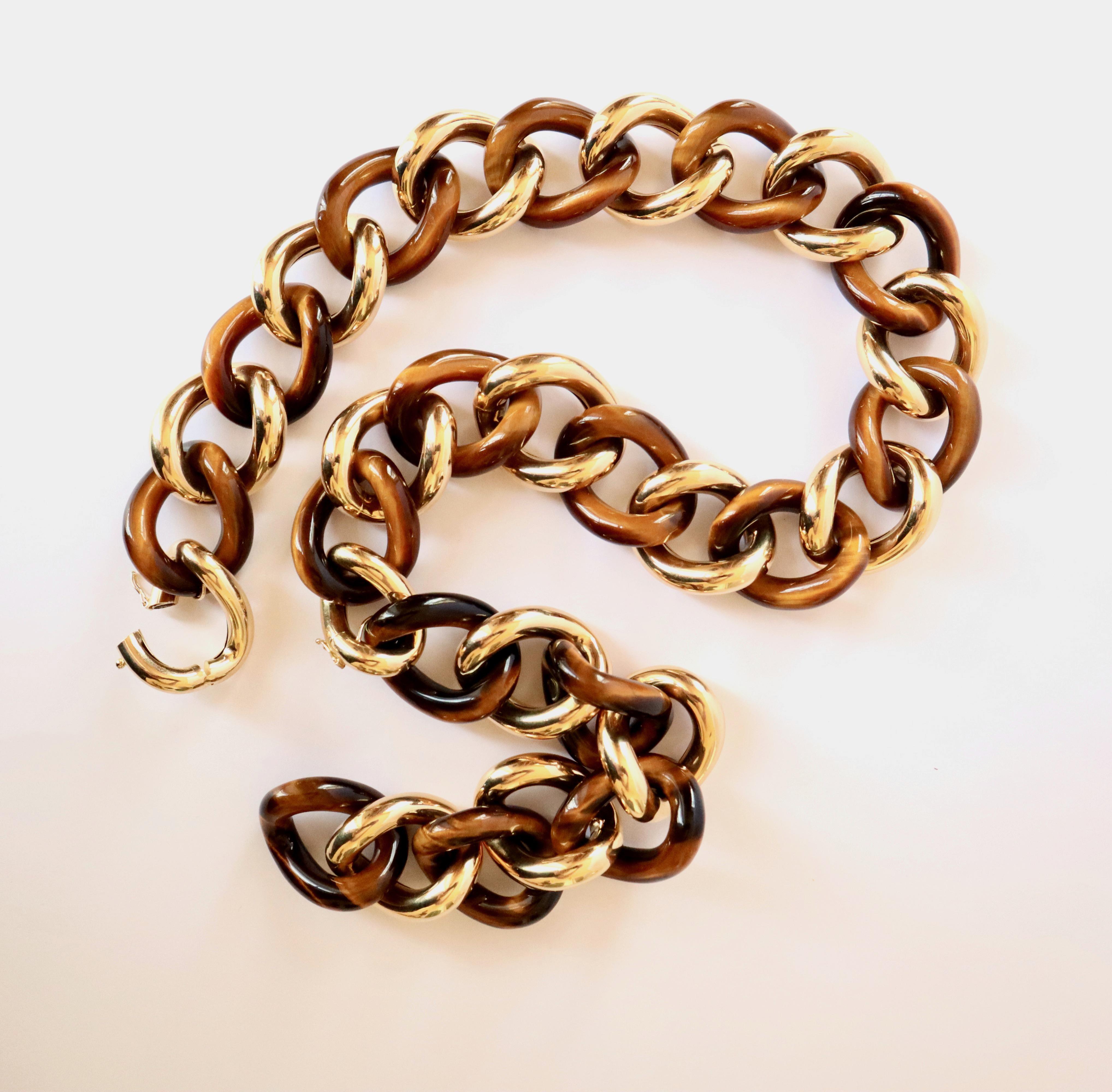 Lange Halskette oder Halskette und Armband aus 18 Karat Gelbgold und Achat 3 in 1 im Angebot 4