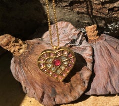 Long Necklace, Ruby, Sapphire and Pink Tourmaline, 22 Karat Gold