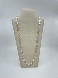 Long Necklace with Mother-of-Pearl & 18K Solid Gold Beads